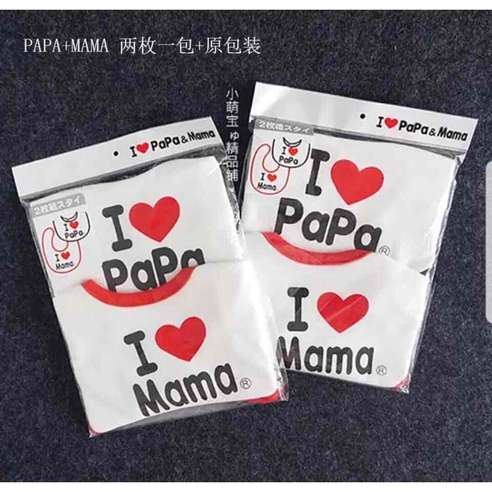 Set 2 yếm I love papa mama