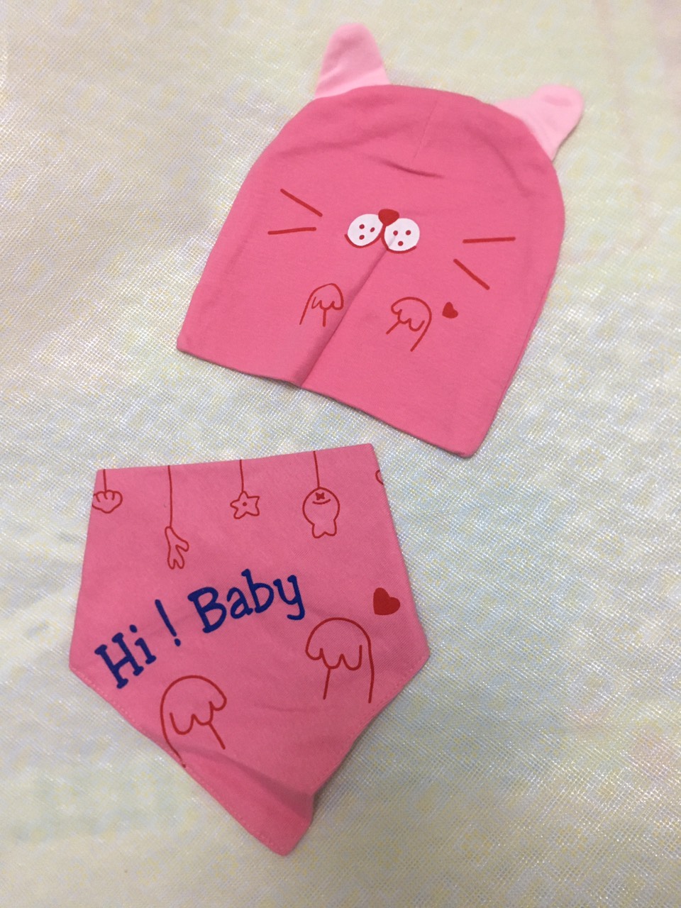 Set mũ yếm cotton 2 lớp