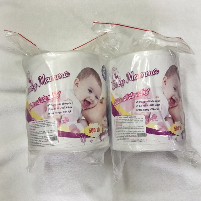 Khăn khô Baby Momma dạng cuộn 500 tờ