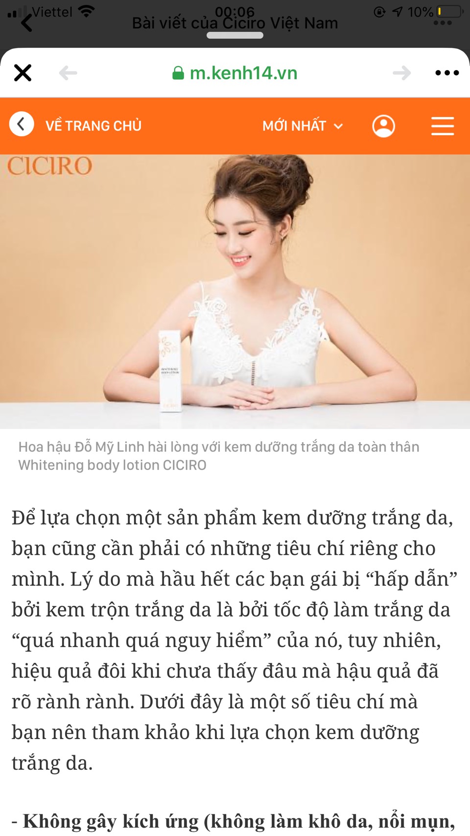 Kem dưỡng trắng da toàn thân CICIRO WHITENING BODY LOTION