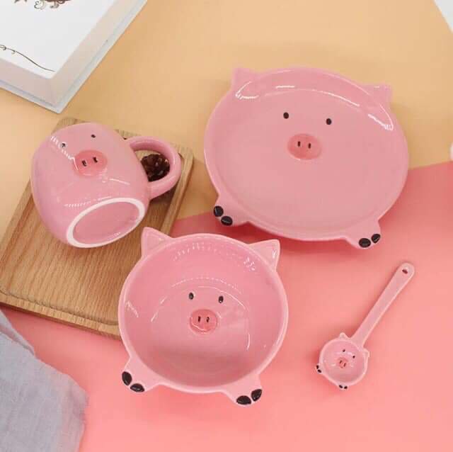 Set 4 bát cốc thìa sứ