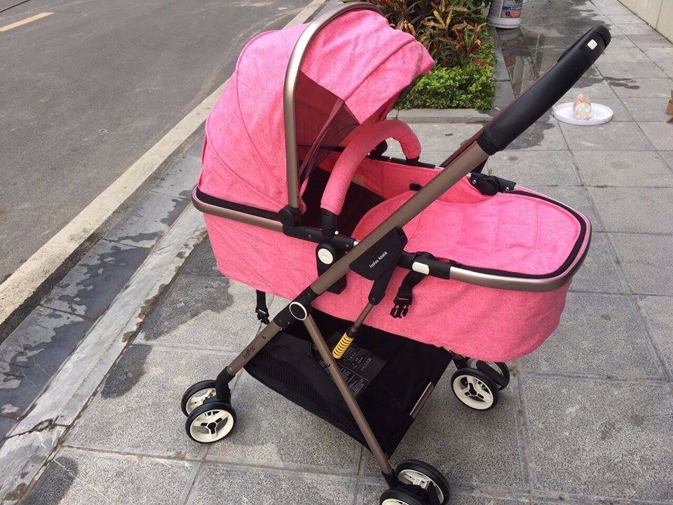 Xe đẩy nôi 2 chiều FooFoo hồng
