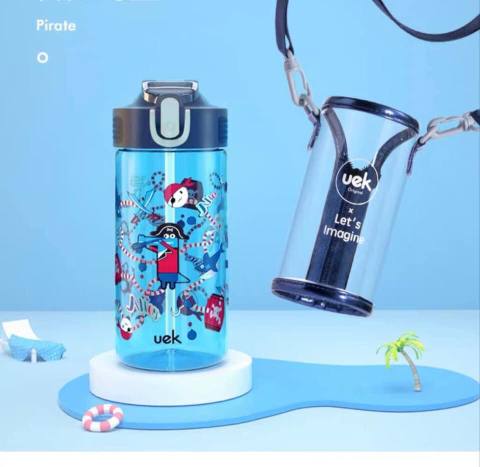 Bình uống nước ống hút UEK kèm bao đựng và dây đeo 500ml