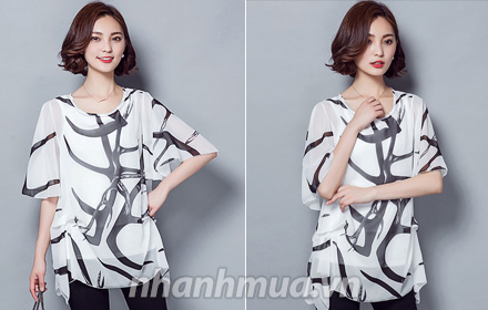 Áo voan phom rộng tay tiên cách điệu thời trang - 11718