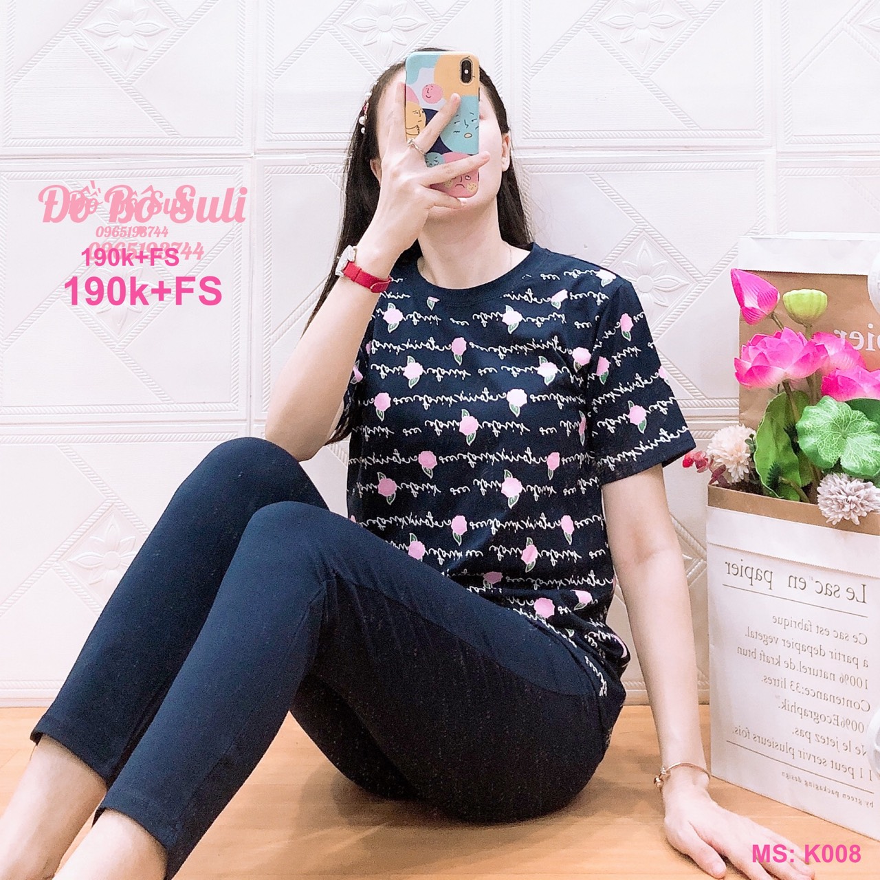 K008 Bộ dài cotton hoa nhí 40-60kg