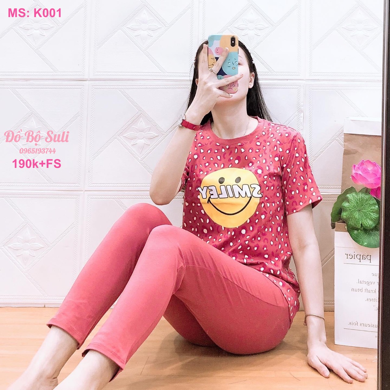 K001 Bộ dài thun cotton SMILEY 40-60kg