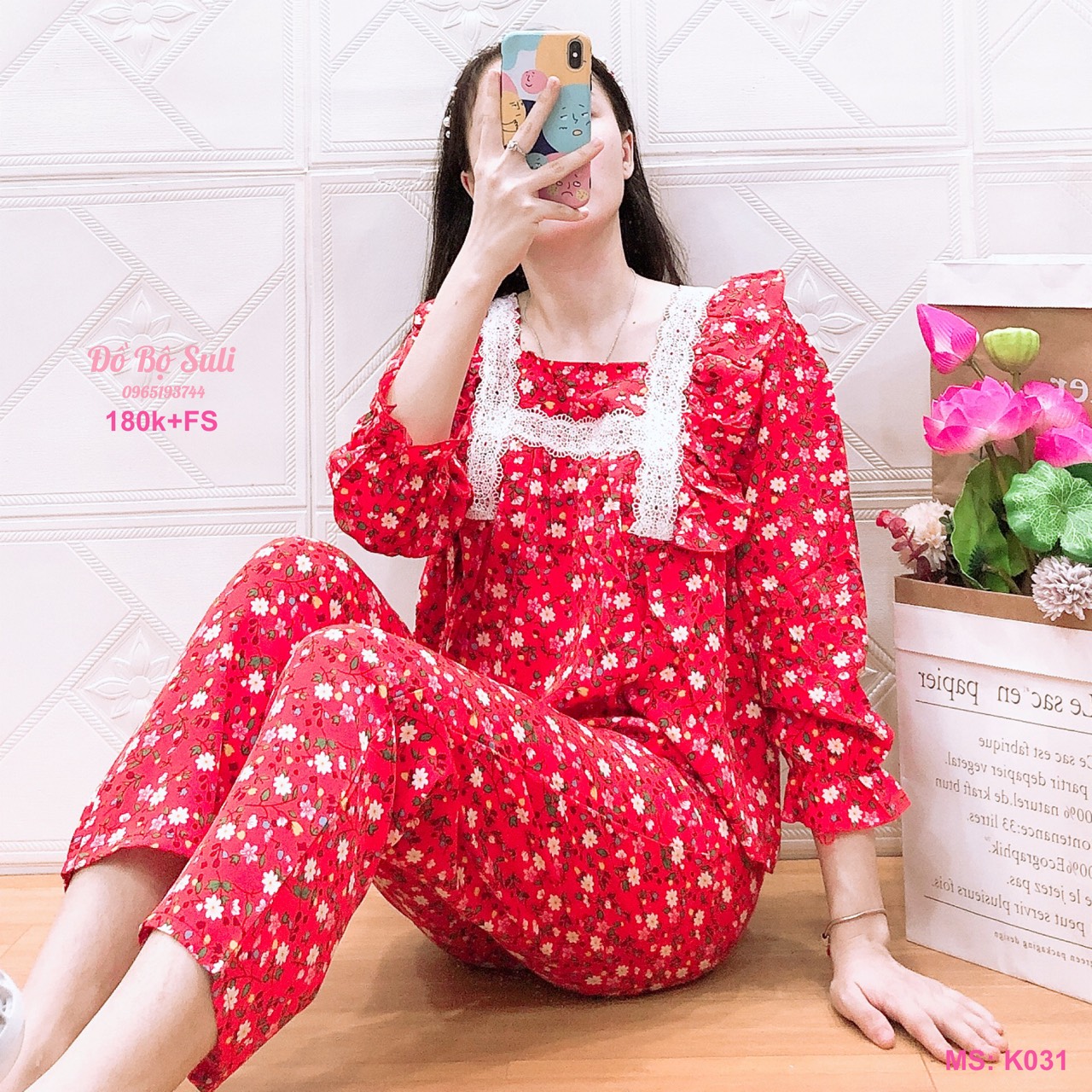 K031 Bộ dài lụa bông và bi tay ngắn/tay dài 40-57kg