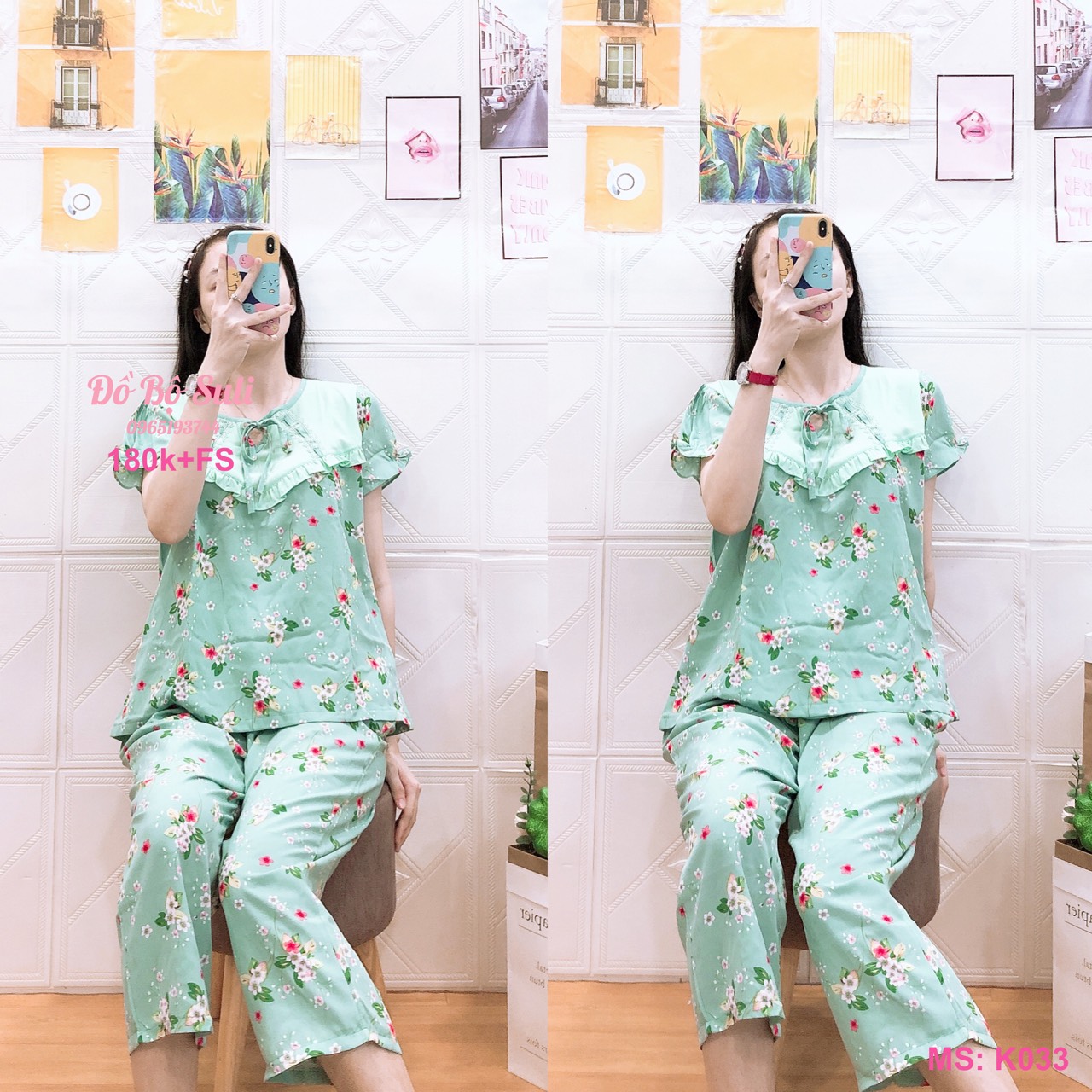 K033 Bộ lửng lụa size lớn bông/trơn 48-65kg