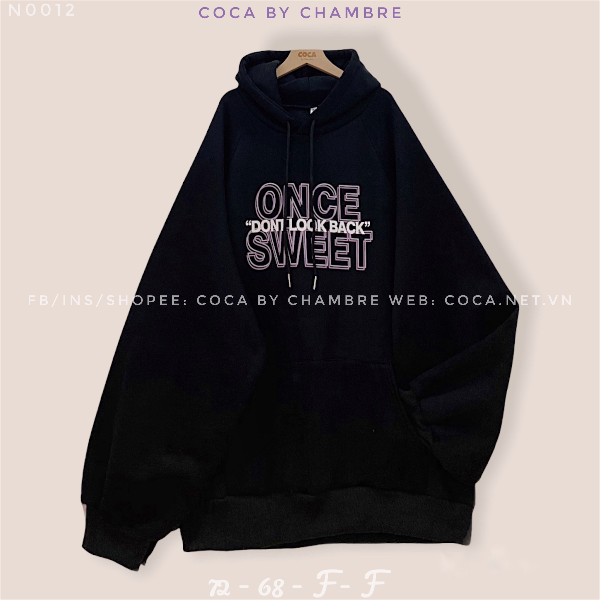 Áo HOODIE nỉ bông form rộng tay bồng ONCE SWEET
