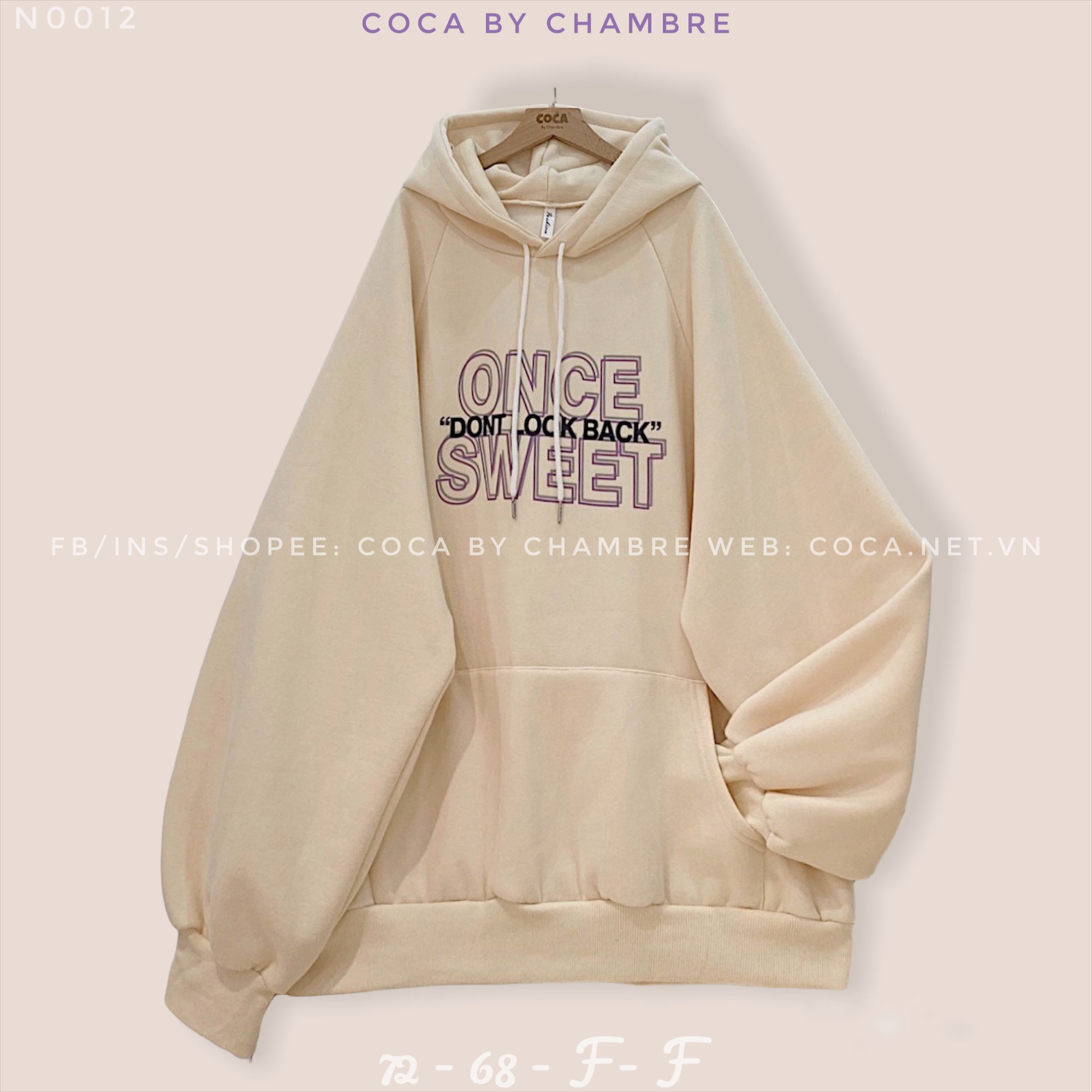 Áo HOODIE nỉ bông form rộng tay bồng ONCE SWEET