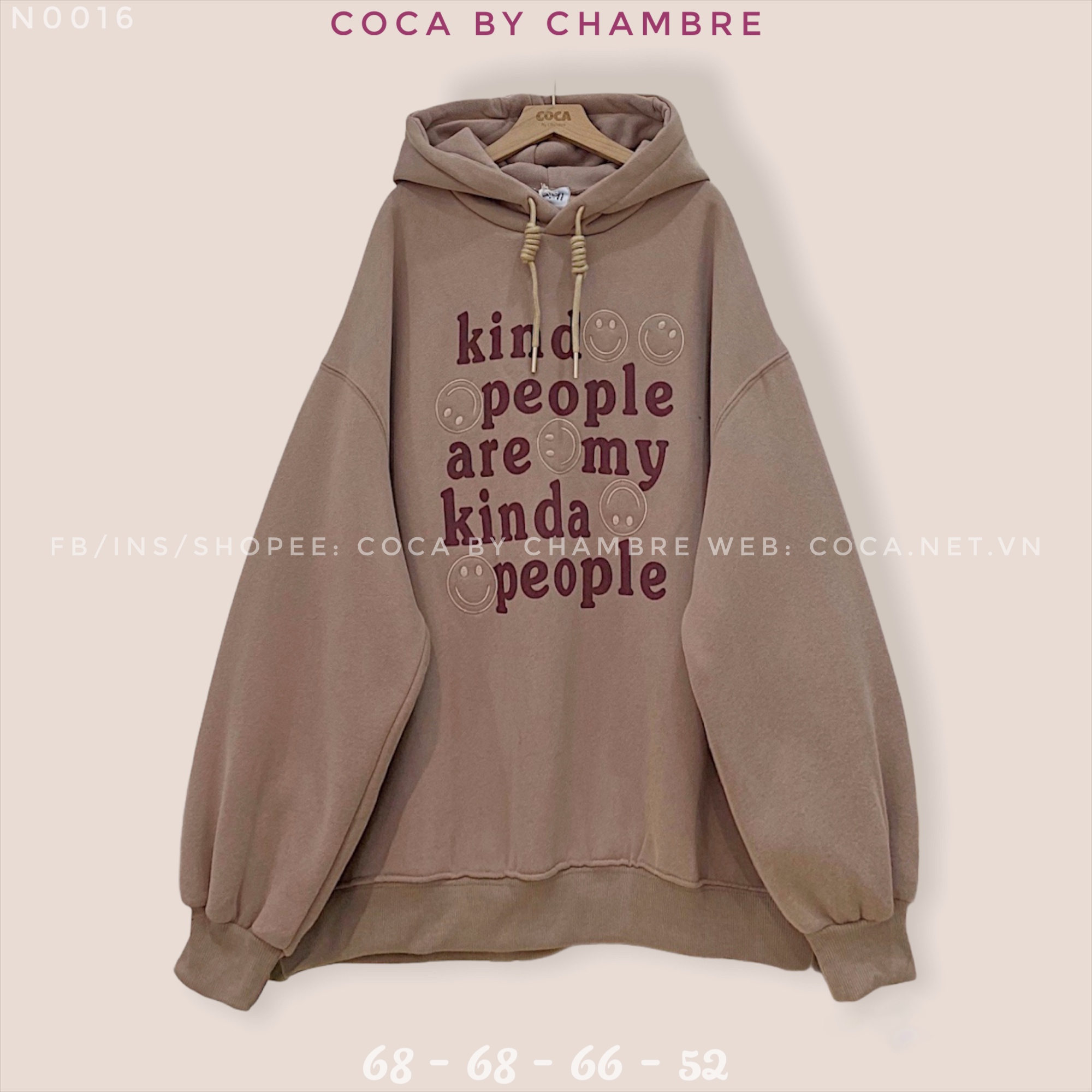 Áo HOODIE nỉ bông dày form rộng thêu mặt cười KIND PEOPLE