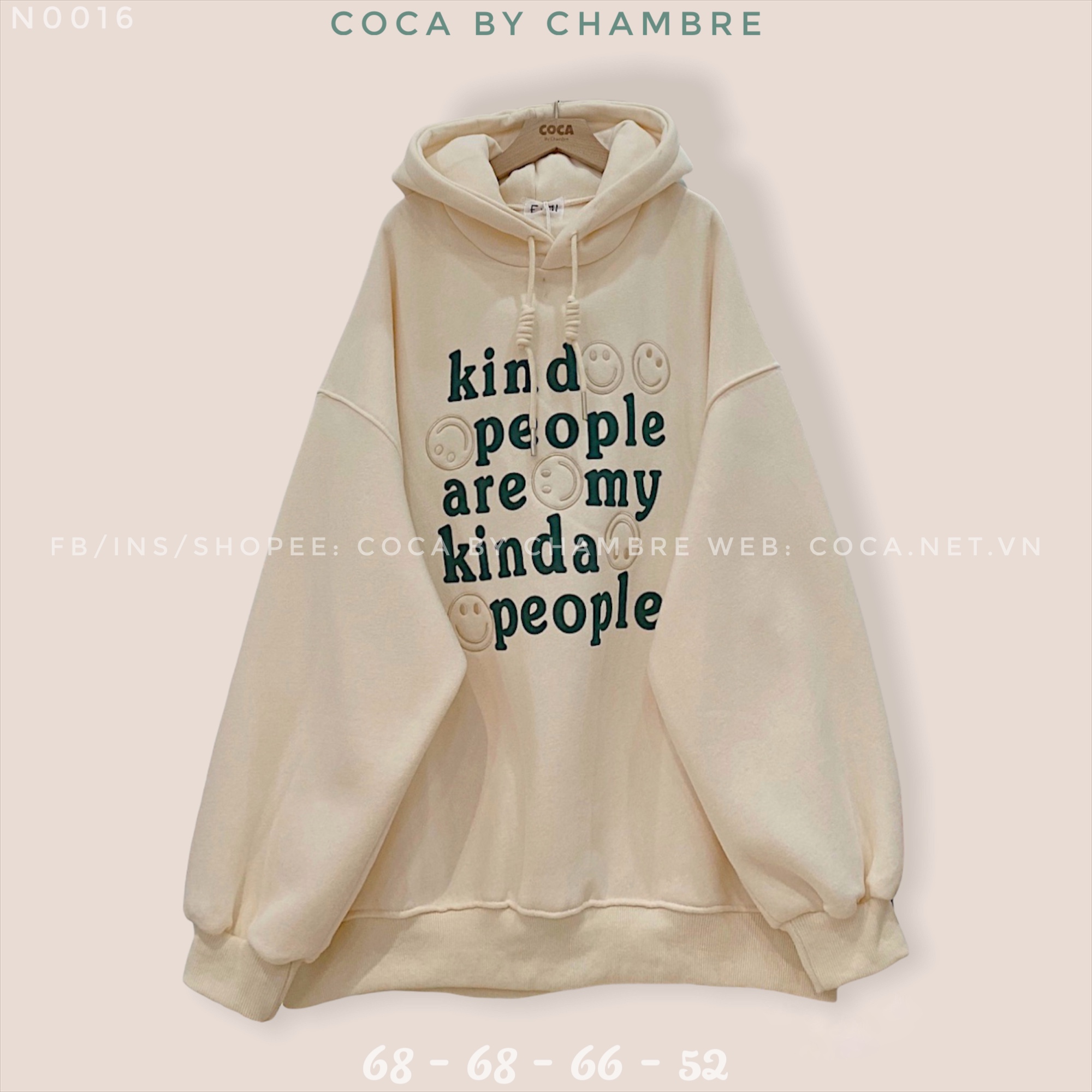 Áo HOODIE nỉ bông dày form rộng thêu mặt cười KIND PEOPLE
