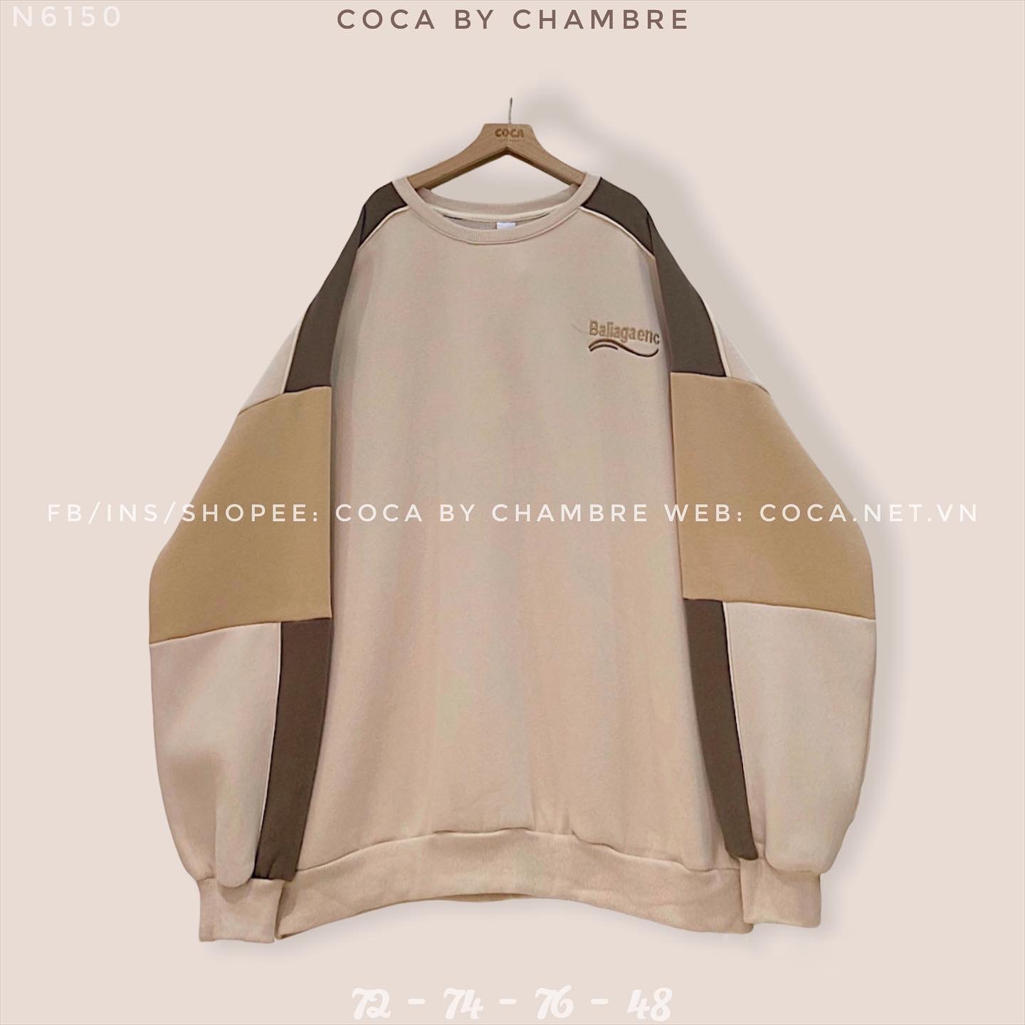 Áo SWE nỉ bông phối màu thêu chữ BALIAGENC form rộng 2186150