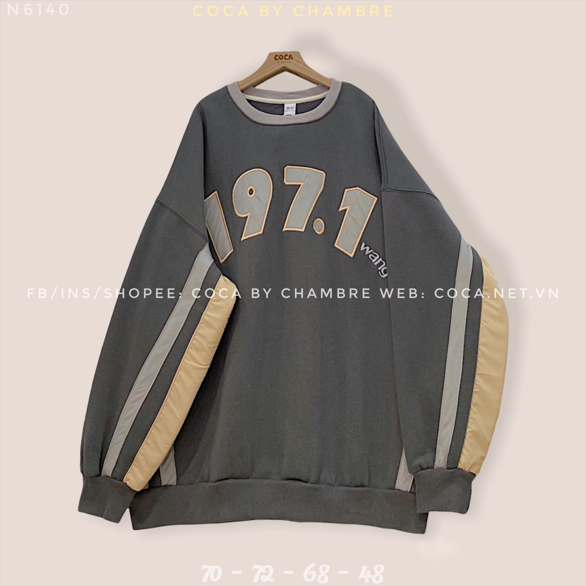 Áo SWE nỉ bông thêu mix vải nổi form rộng số 1971