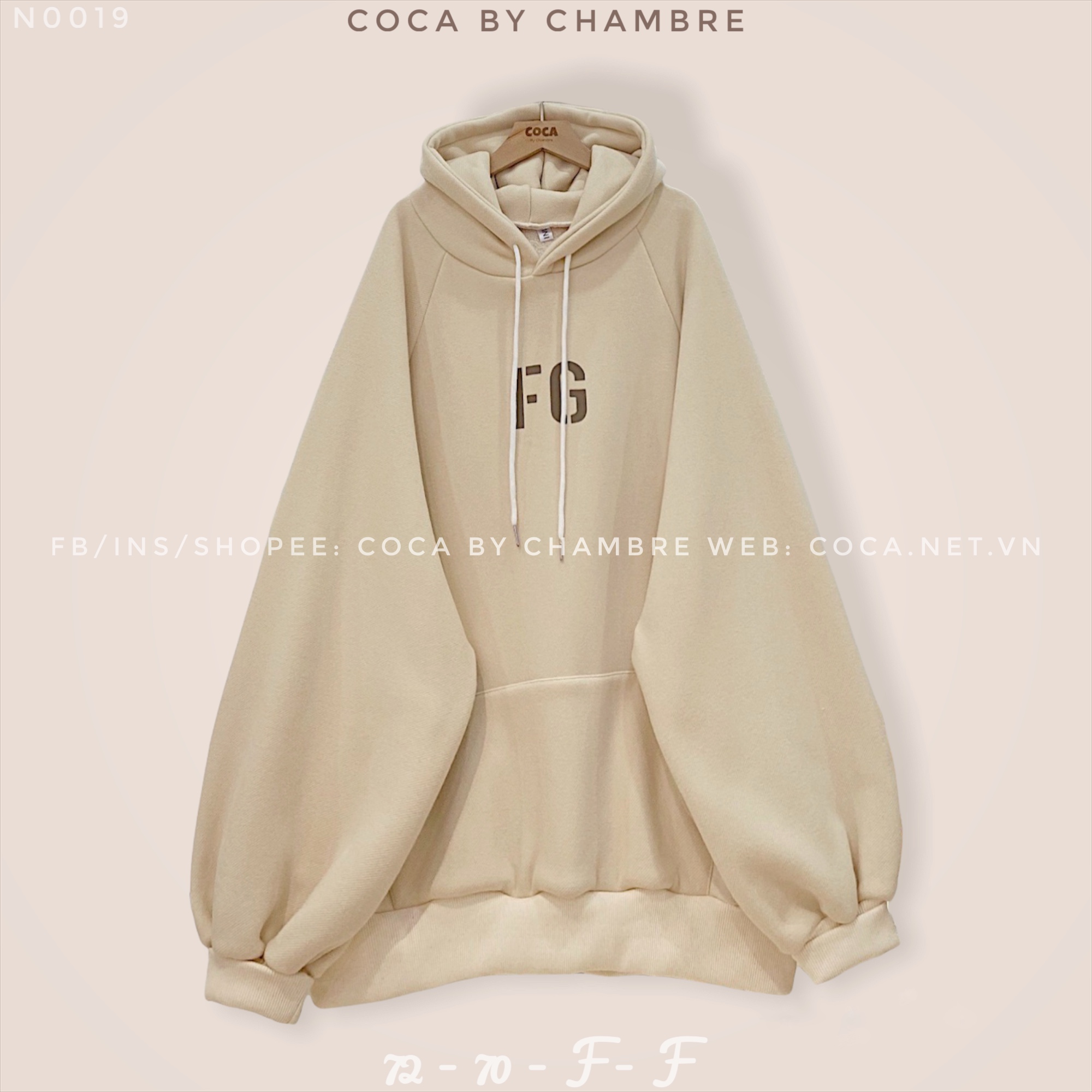 Áo HOODIE nỉ bông form rộng tay bồng in FG