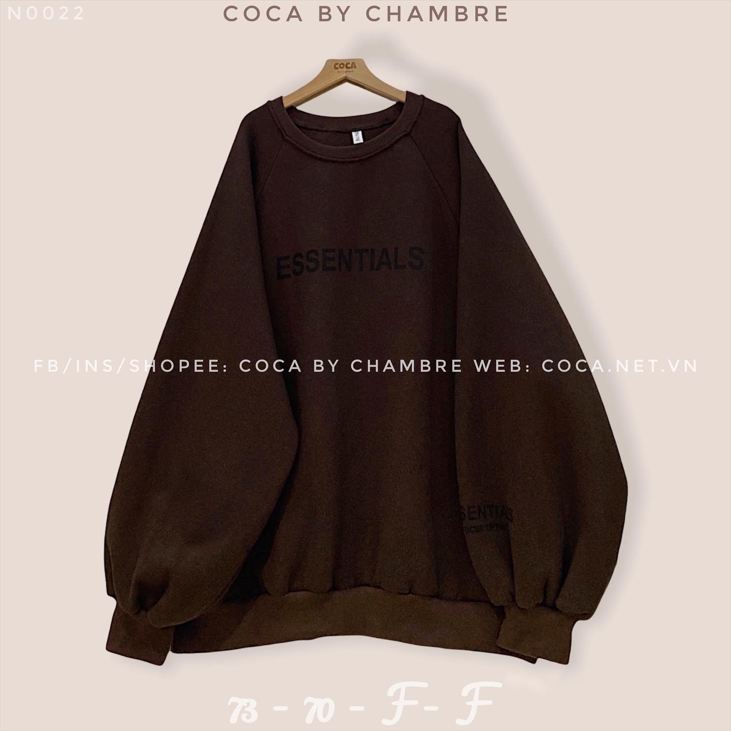 Áo SWE nỉ bông tay bồng ESSENTIALS form rộng