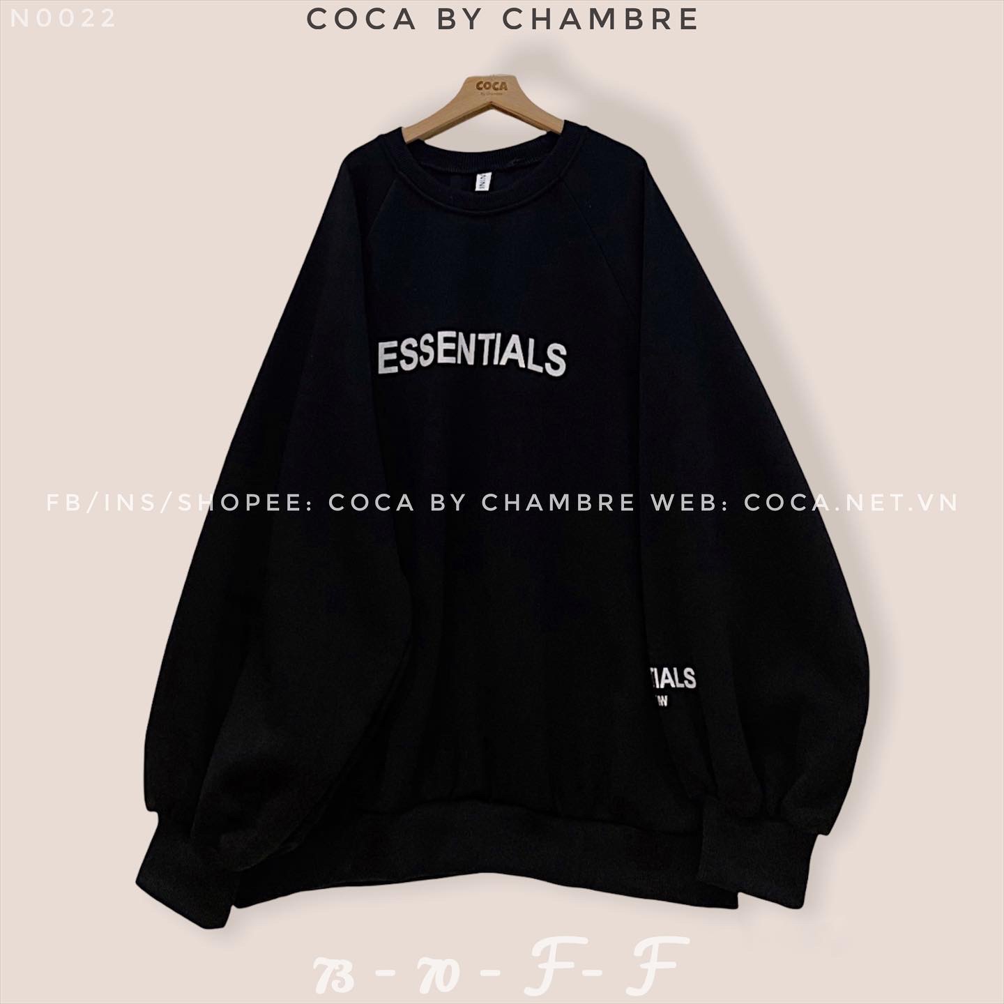 Áo SWE nỉ bông tay bồng ESSENTIALS form rộng