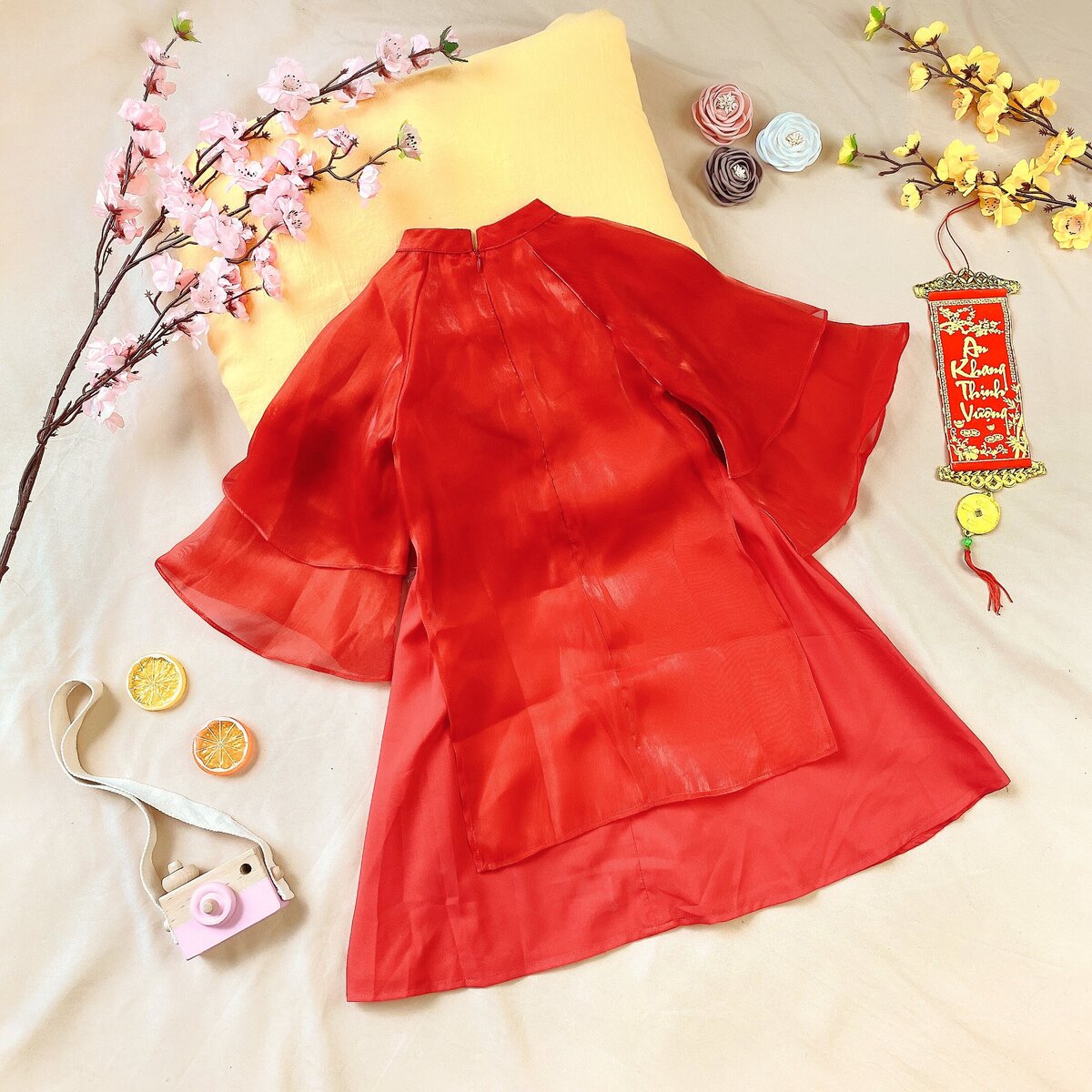 Áo dài tơ nơ cổ. Chân váy liền_thumbnail_9