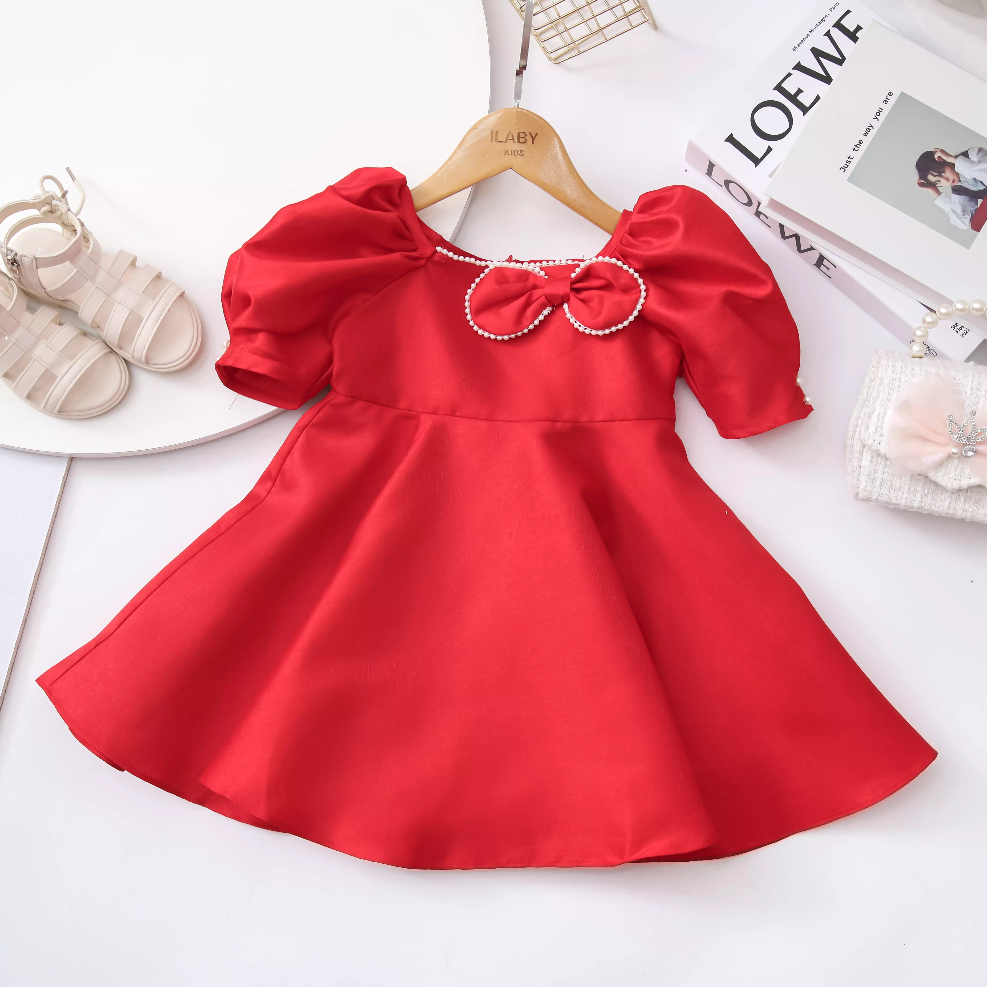 Váy tafta cổ vuông nơ ngực_thumbnail_14