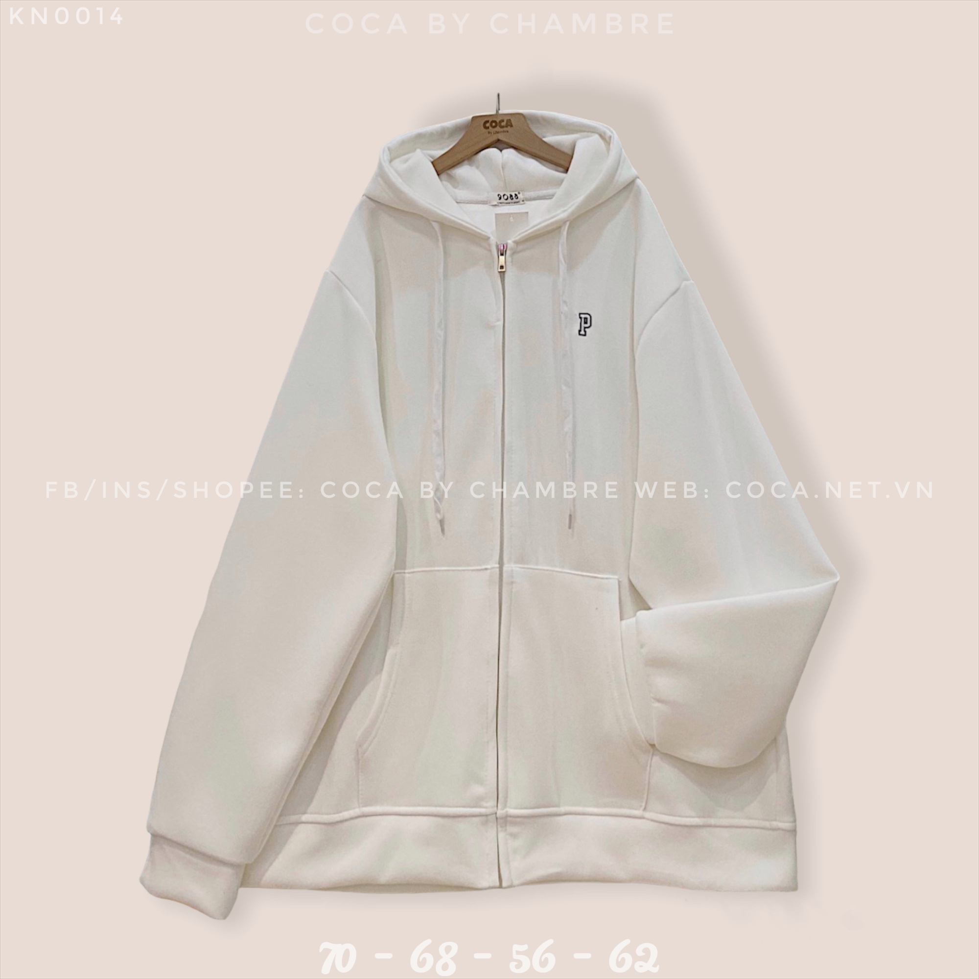 Áo khoác HOODIE ZIP nỉ xốp thêu chữ P form rộng