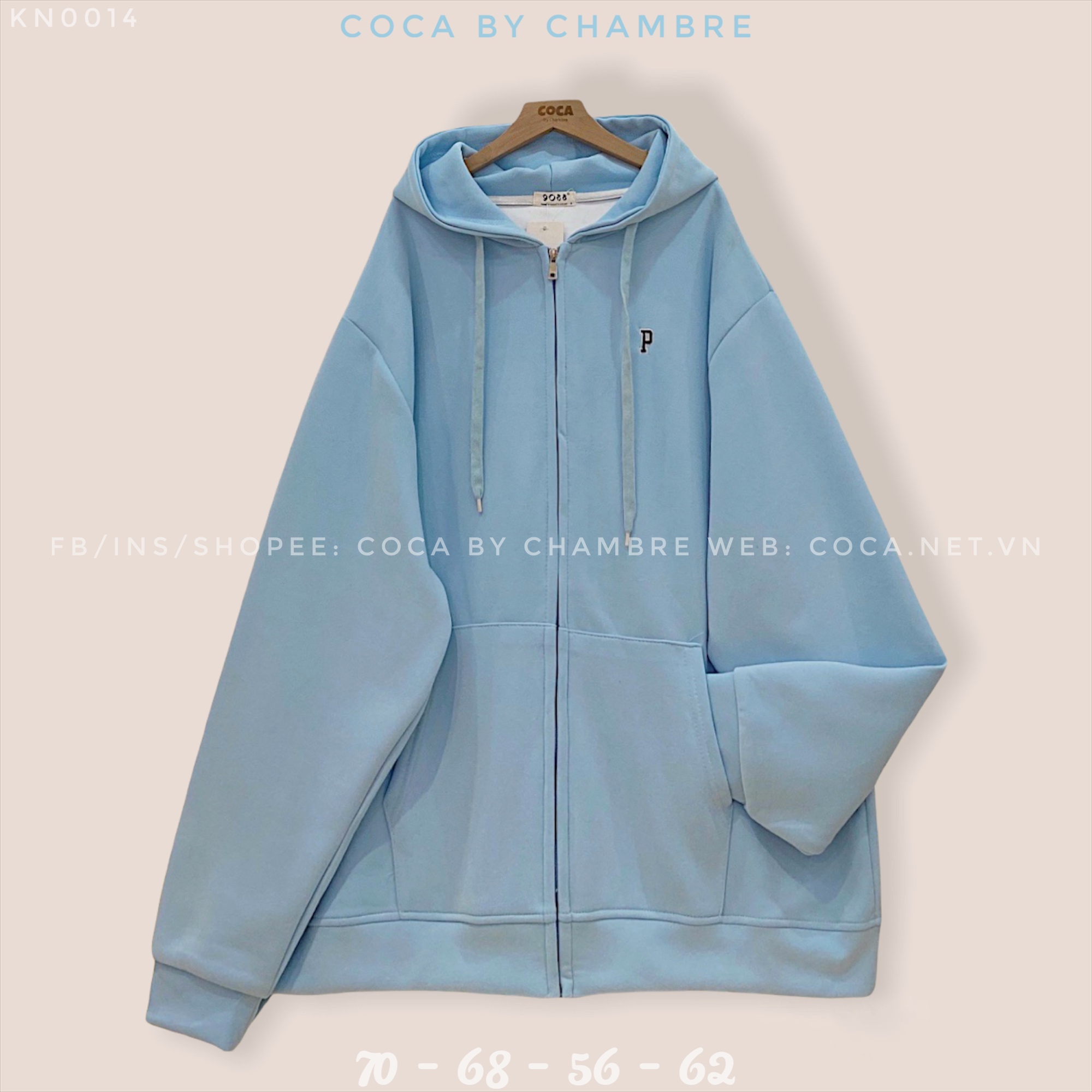 Áo khoác HOODIE ZIP nỉ xốp thêu chữ P form rộng