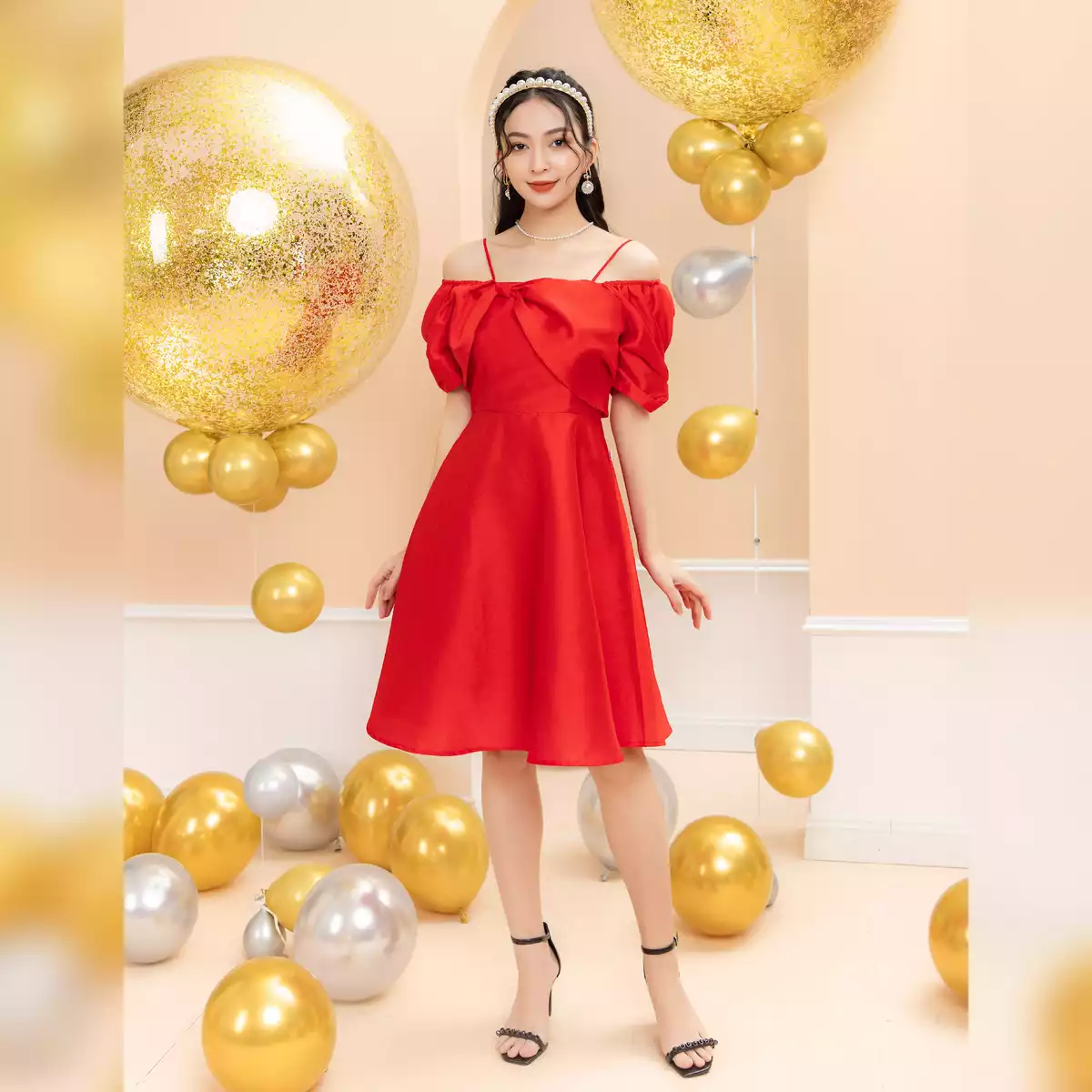 Váy mẹ tafta nơ ngực_thumbnail_0