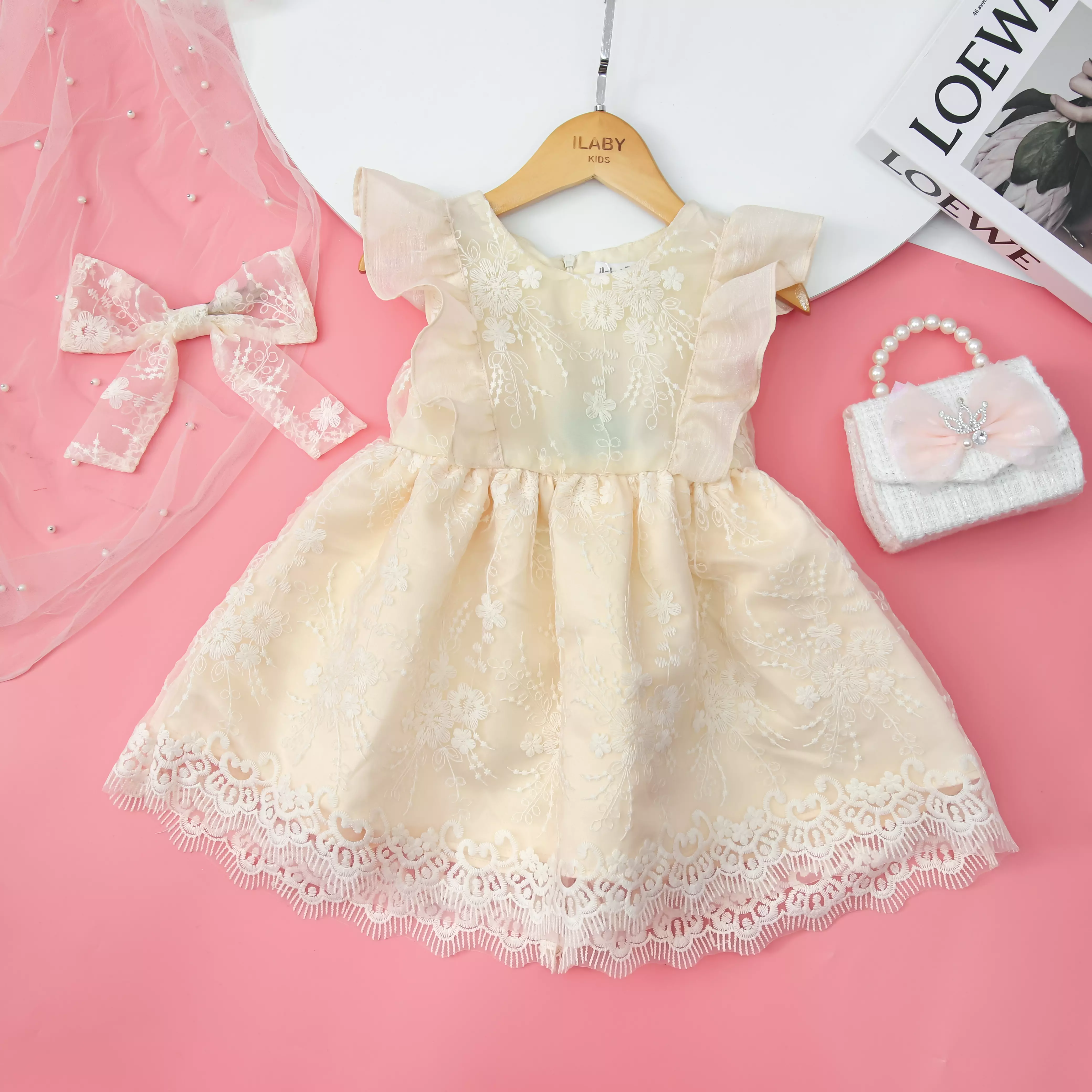 Váy công chúa ren thêu kèm kẹp tóc_thumbnail_0