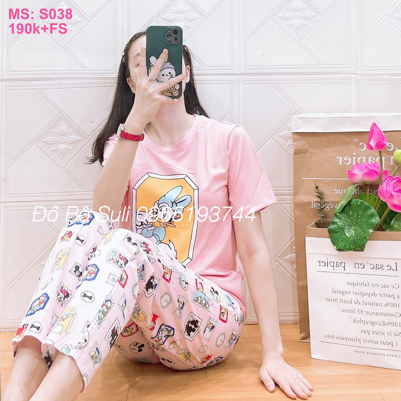 S038 Bộ dài áo cotton quần kaki mềm 40-55kg