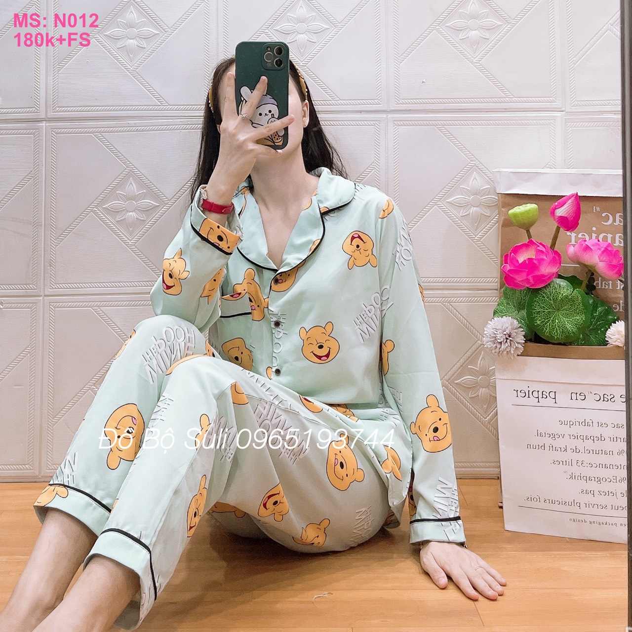 N012 Bộ dài Pijama lụa 45-60kg