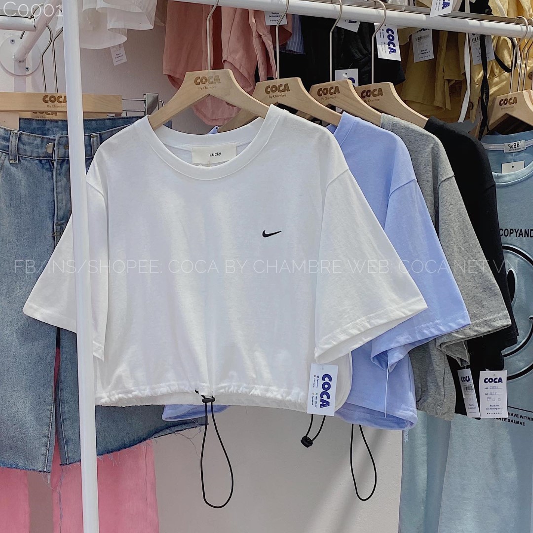 Áo crotop dây rút eo logo NIKE