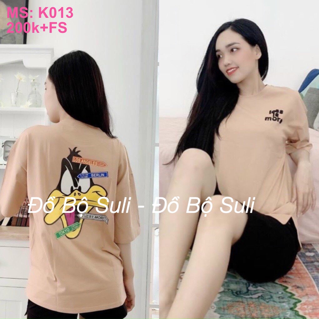 K013 Bộ lửng cotton in hình vịt to sau lưng 45-65kg