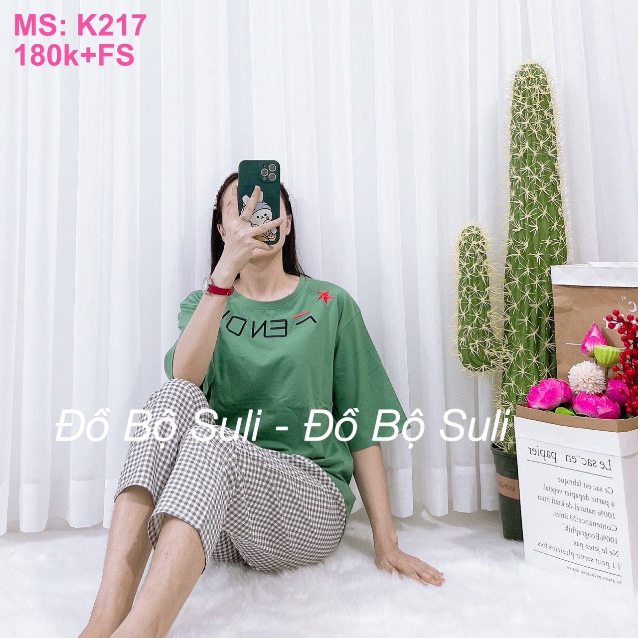 K217 Bộ dài áo cotton quần kaki mềm 45-65kg