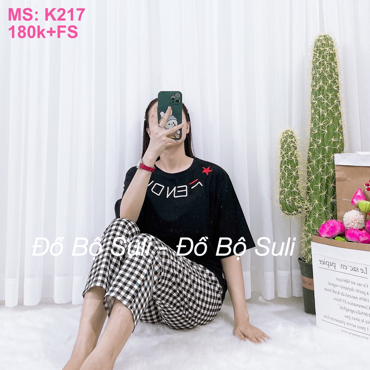 K217 Bộ dài áo cotton quần kaki mềm 45-65kg