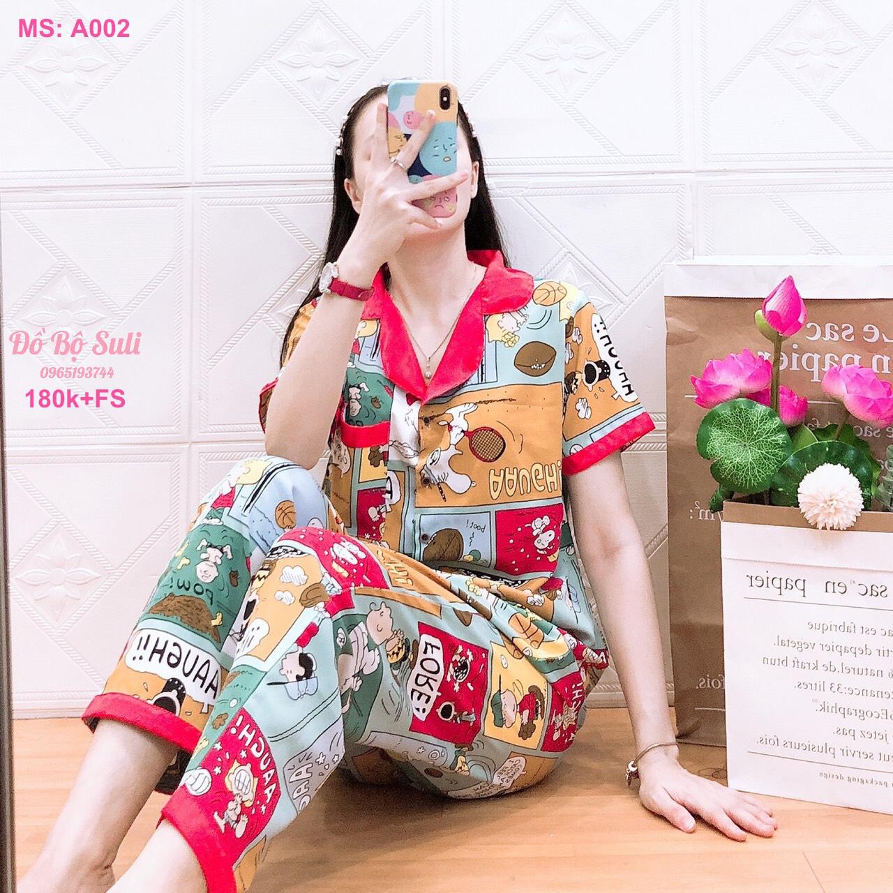 A002 Bộ dài pijama lụa snoppy 48-60kg