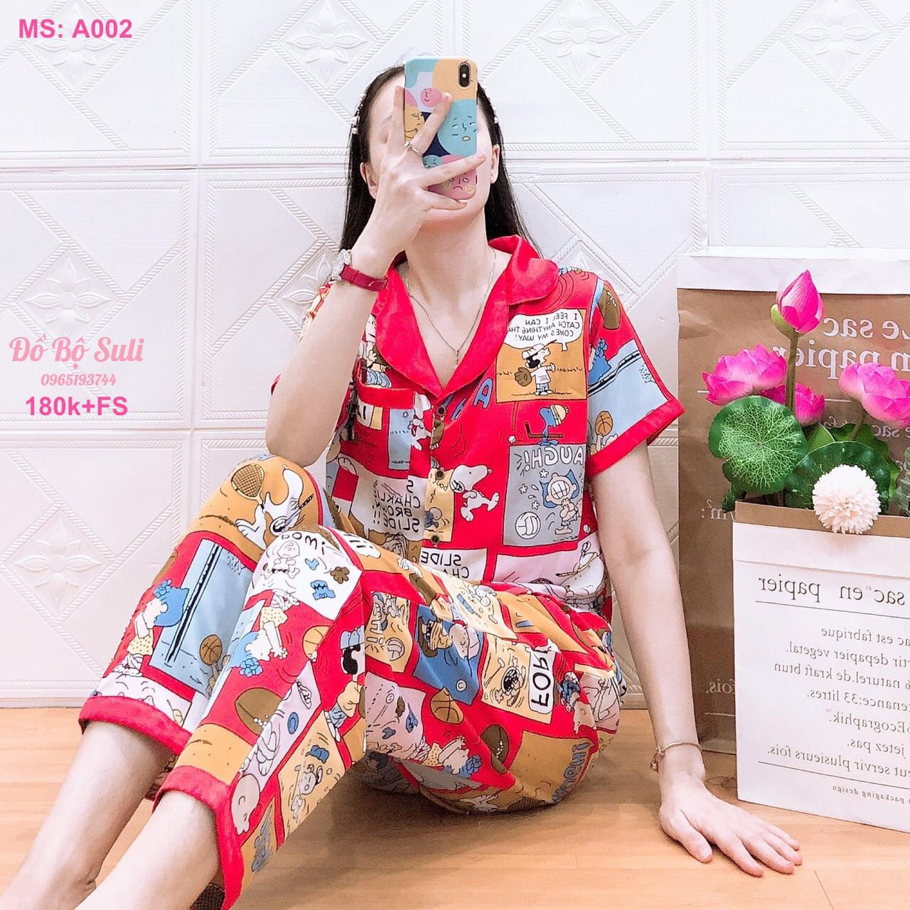 A002 Bộ dài pijama lụa snoppy 48-60kg