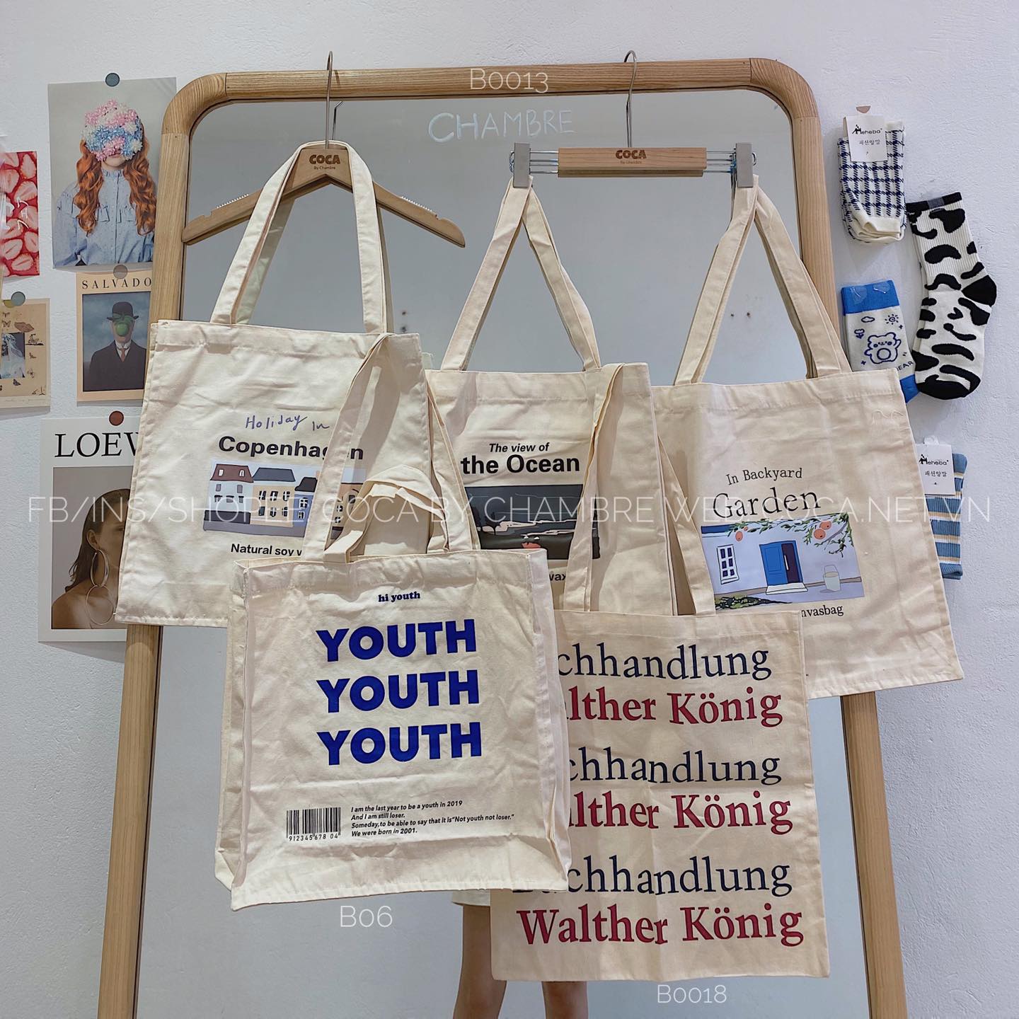 Túi TOTE chữ đỏ đen WALTHER