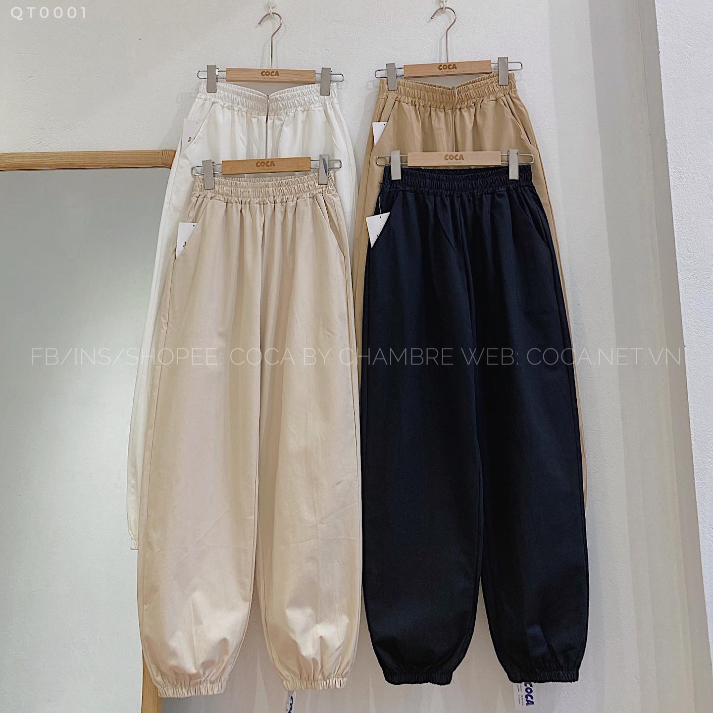 Quần vải thô jogger basic bo gấu 2283