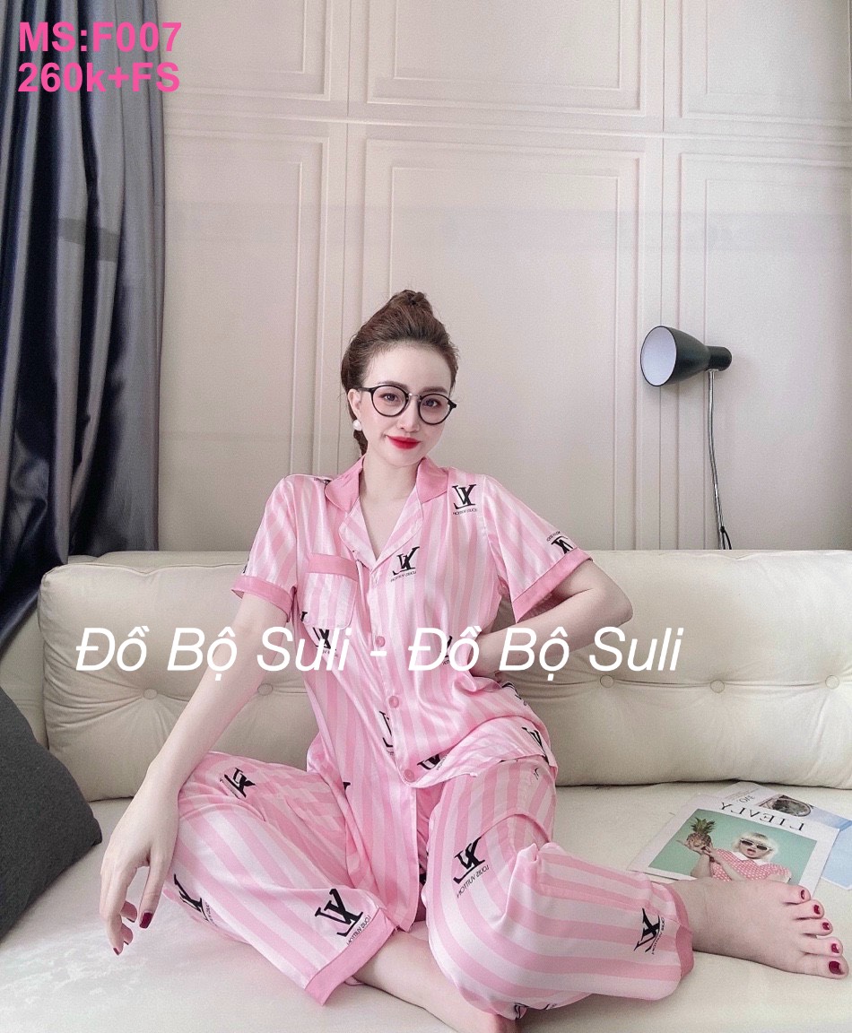 F007 Bộ dài pijama lụa tơ tằm 55-70kg