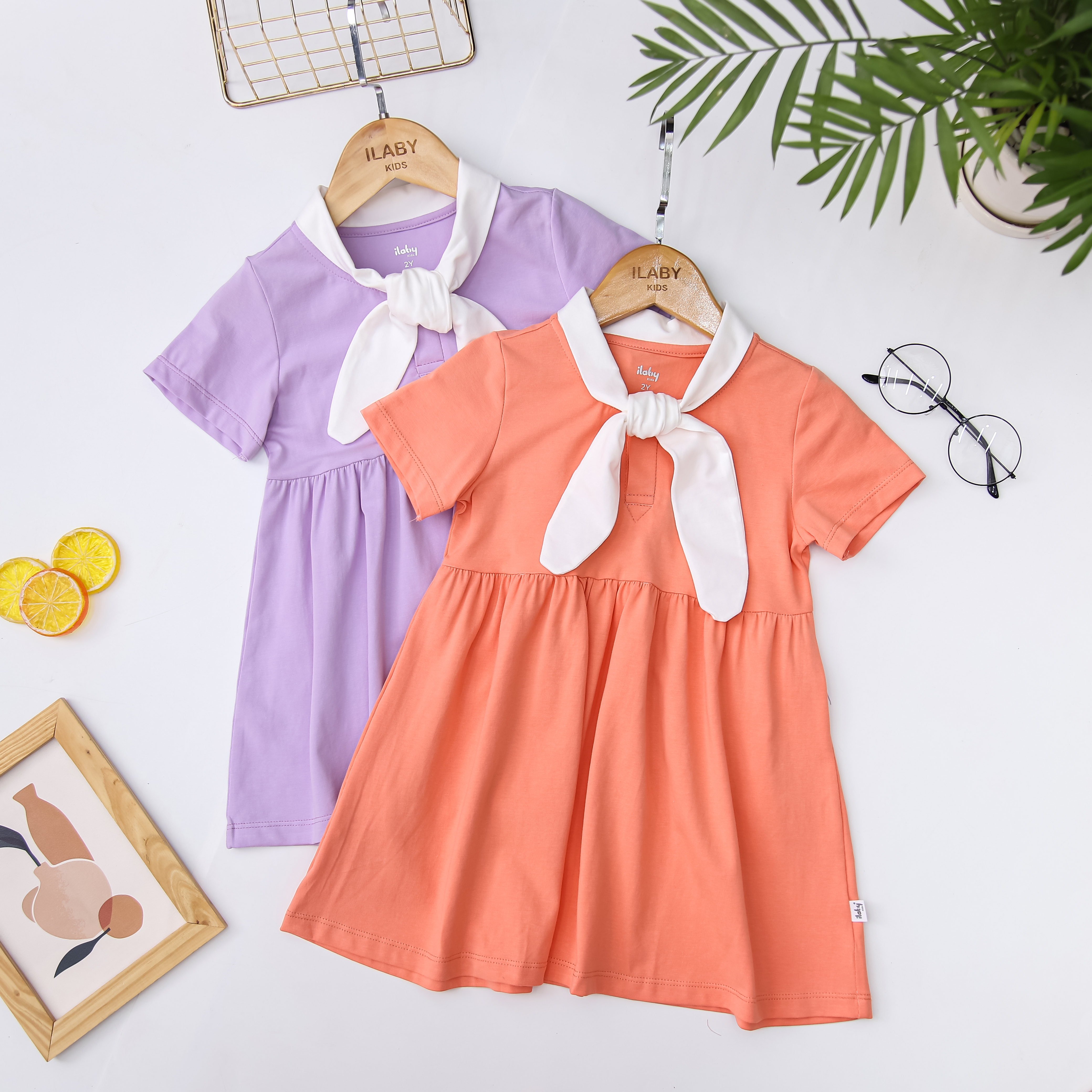 Váy thun phối cổ nơ trắng_thumbnail_0