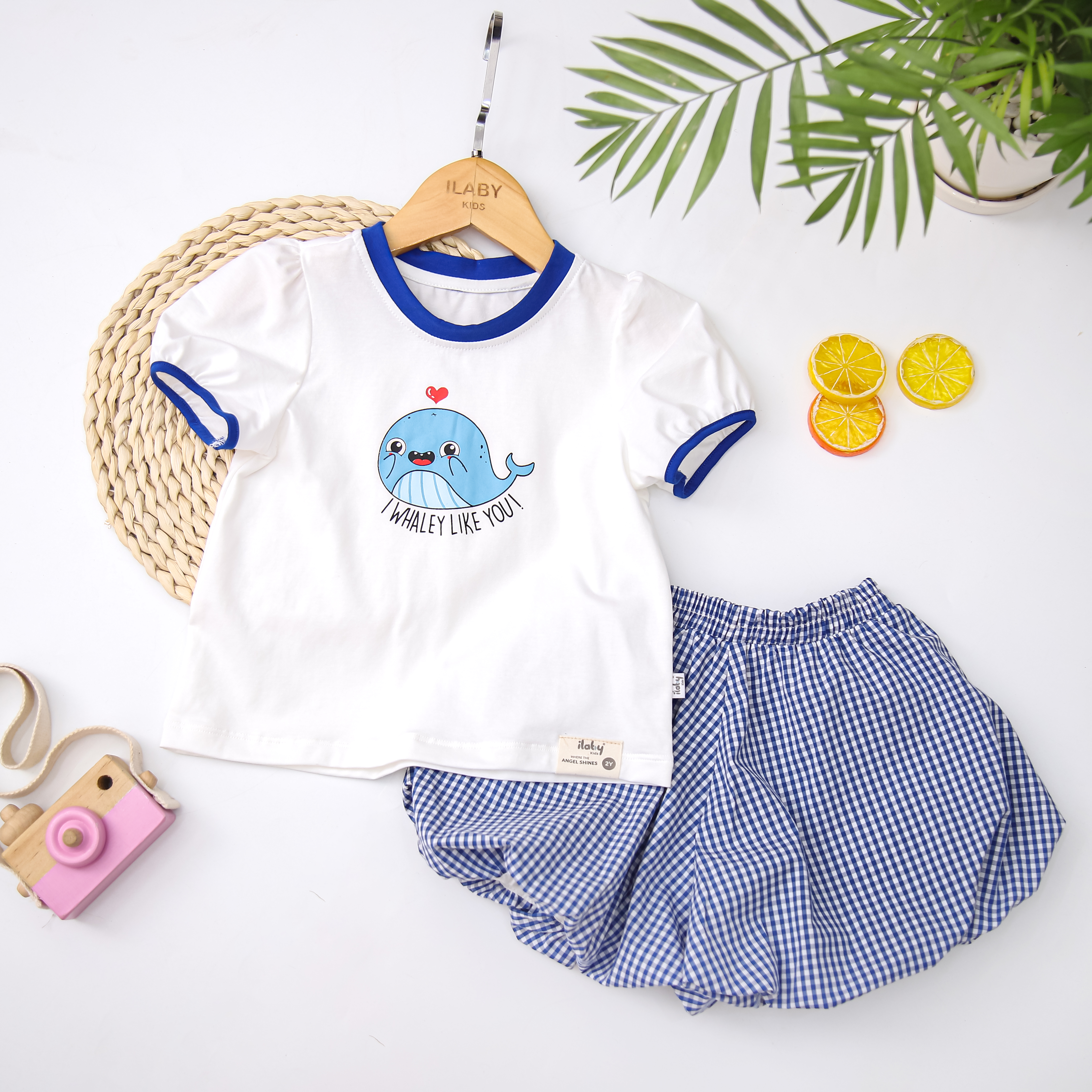 Set áo thun in hình kèm quần kẻ bom_thumbnail_0