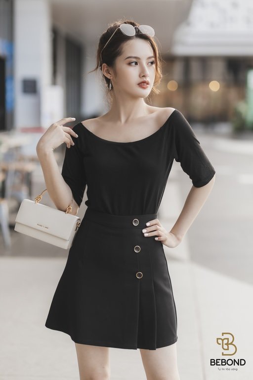 Chân váy thời trang nữ đen 3 cúc - Minji Skirt_thumbnail_0