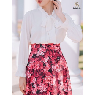 Áo so mi xếp ly thân trước tay bèo màu trắng - Jona Shirt