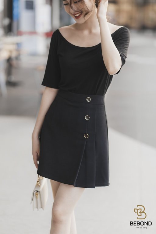 Áo cotton trễ vài đen - Bona Top_thumbnail_1