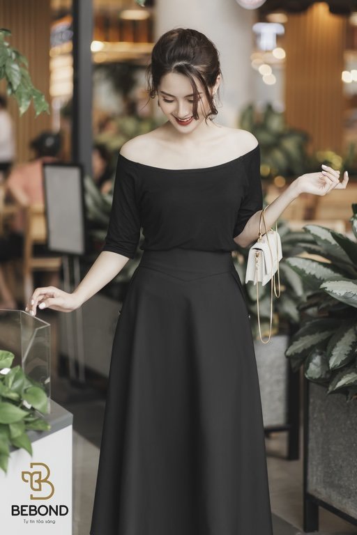 Áo cotton trễ vài đen - Bona Top_thumbnail_0