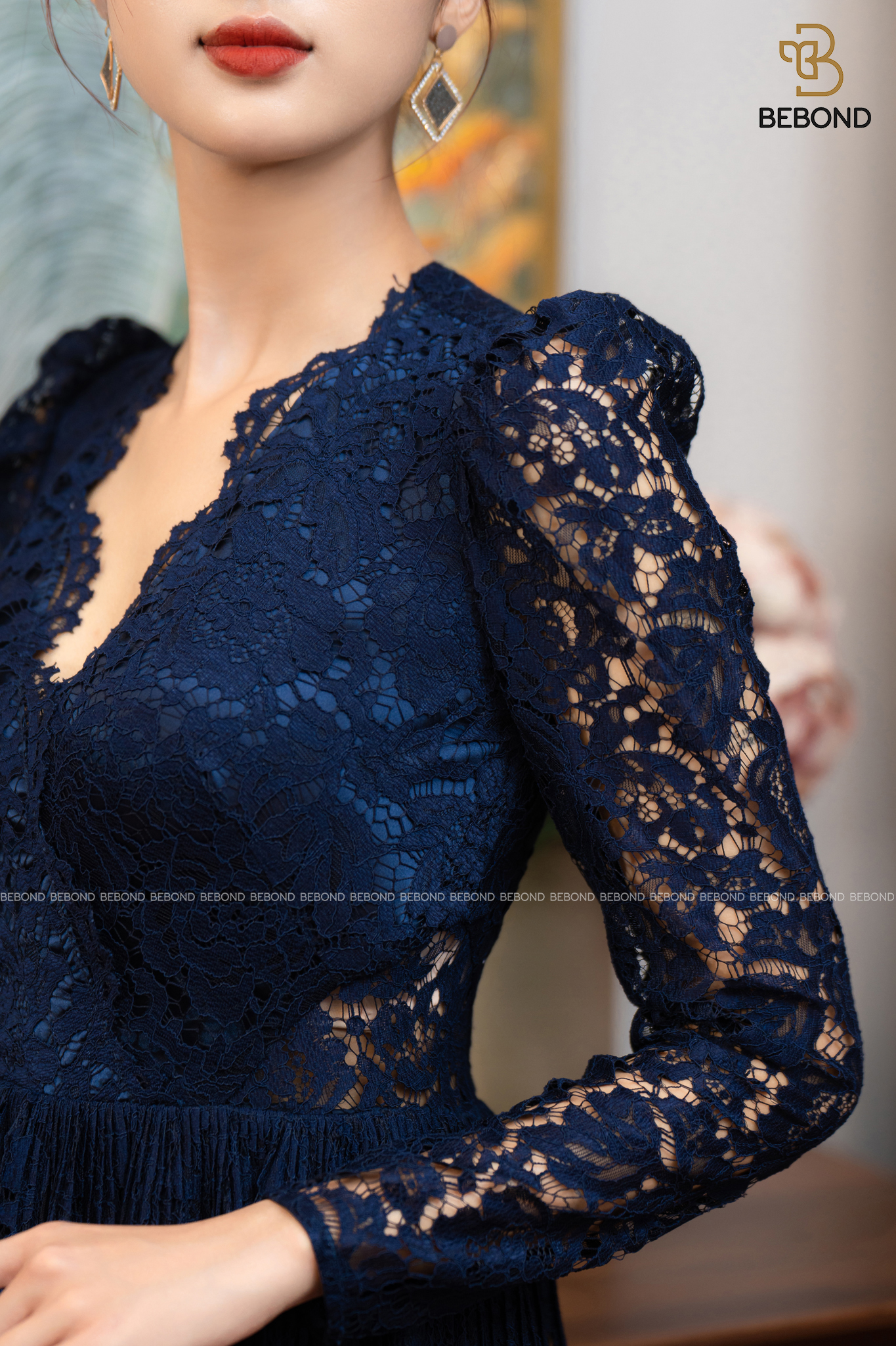 Đầm ren cổ tim- XANH ĐẠI DƯƠNG- Martha Dress_thumbnail_3