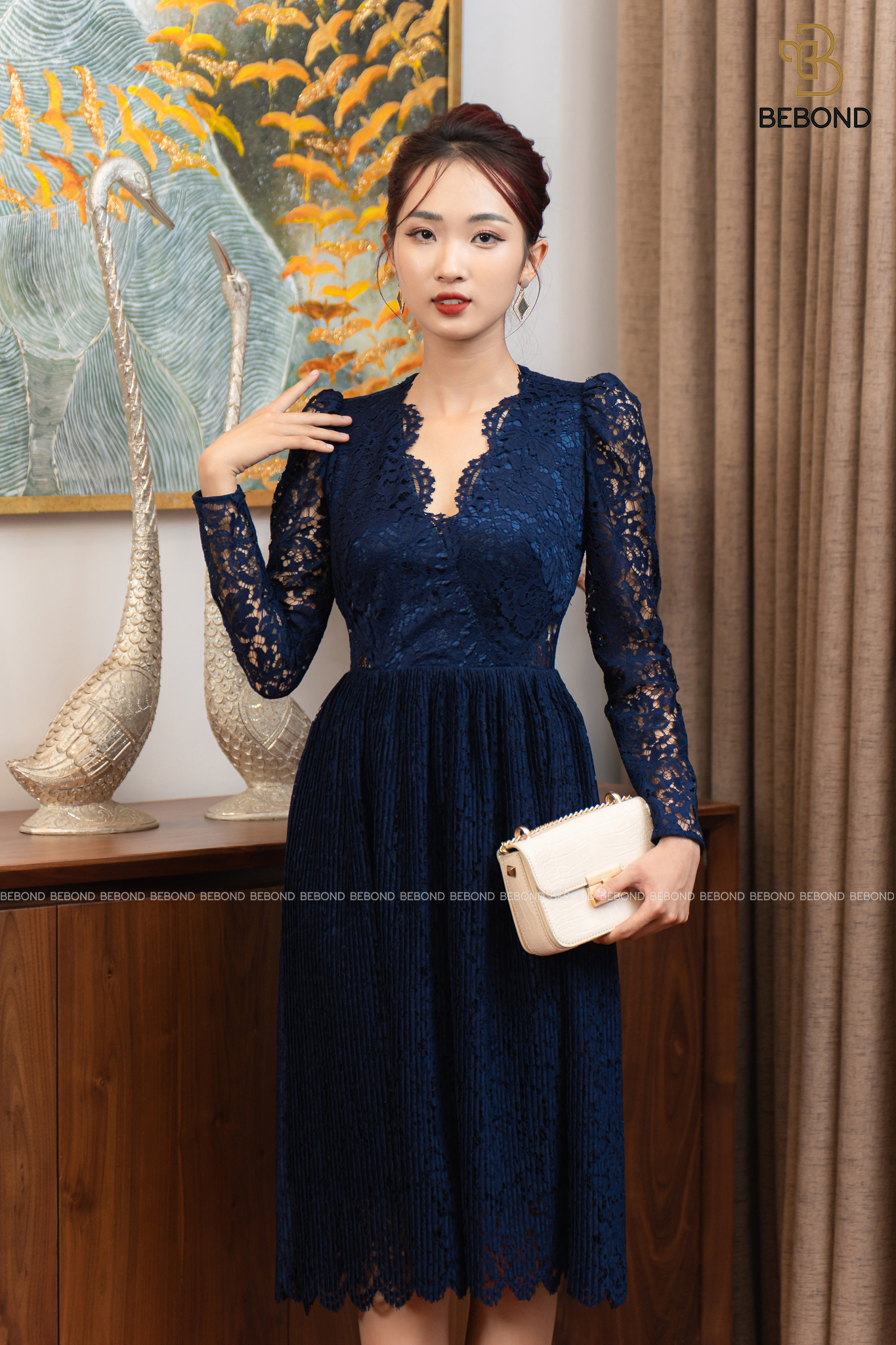 Đầm ren cổ tim- XANH ĐẠI DƯƠNG- Martha Dress_thumbnail_0