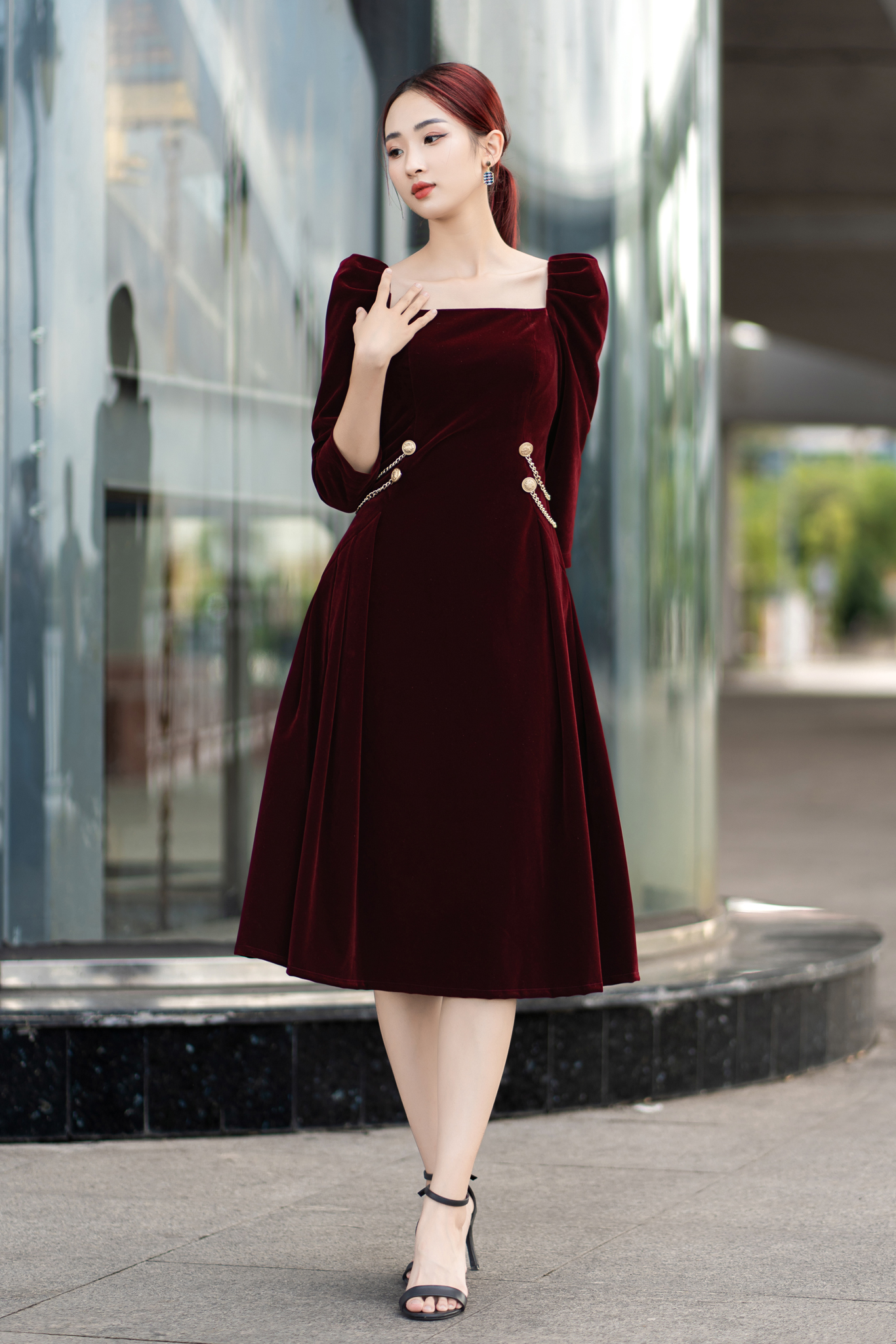 Đầm nhung nỉ màu mận- CHARLOTTE Dress_thumbnail_2