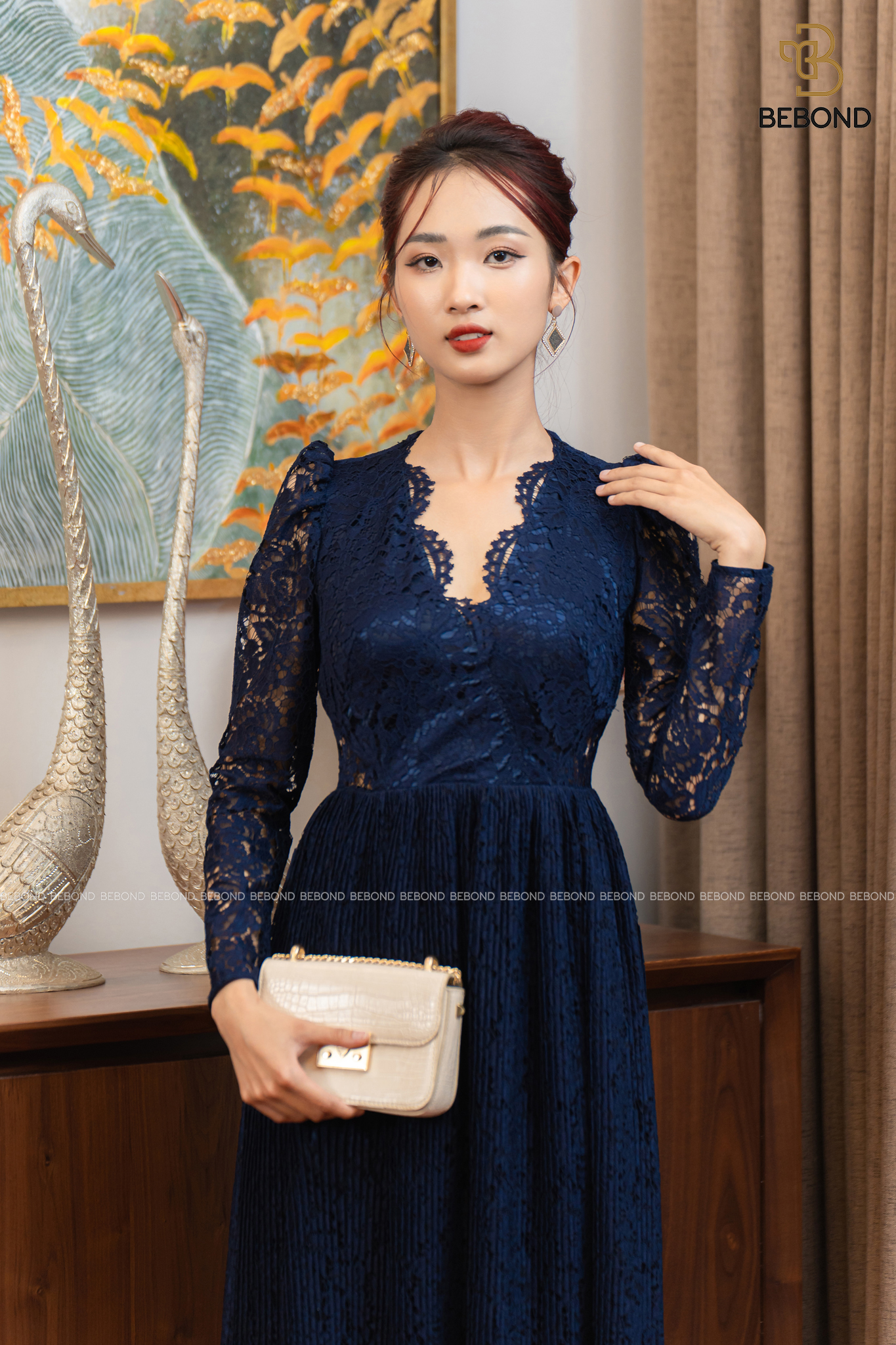 Đầm ren cổ tim- XANH ĐẠI DƯƠNG- Martha Dress_thumbnail_1