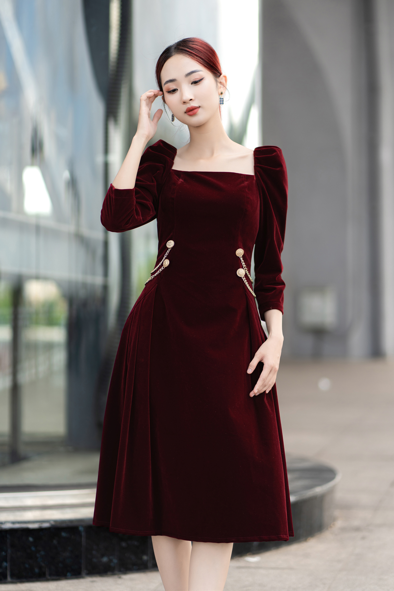 Đầm nhung nỉ màu mận- CHARLOTTE Dress_thumbnail_0