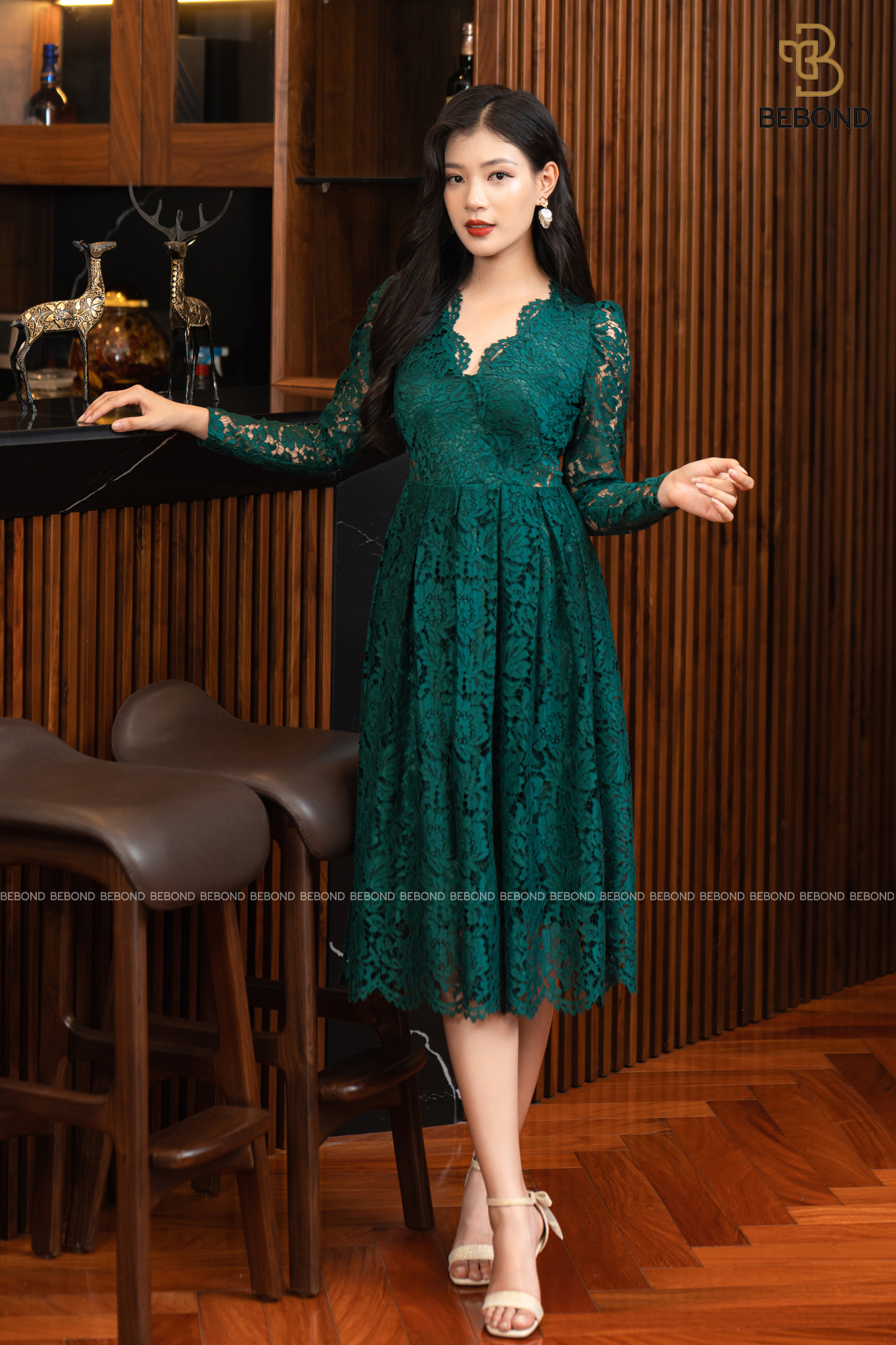 ĐẦM REN XẾP LY -LARISSA DRESSS - XANH RÊU_thumbnail_3